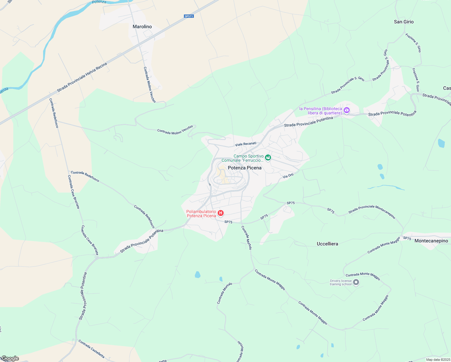 map of restaurants, bars, coffee shops, grocery stores, and more near 8 Via Silvio Pellico in Potenza Picena