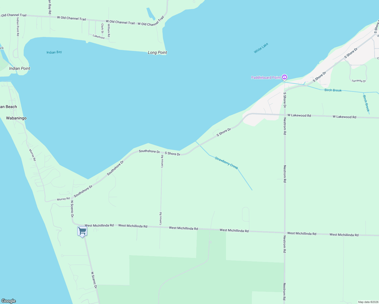map of restaurants, bars, coffee shops, grocery stores, and more near 6042 South Shore Drive in Whitehall