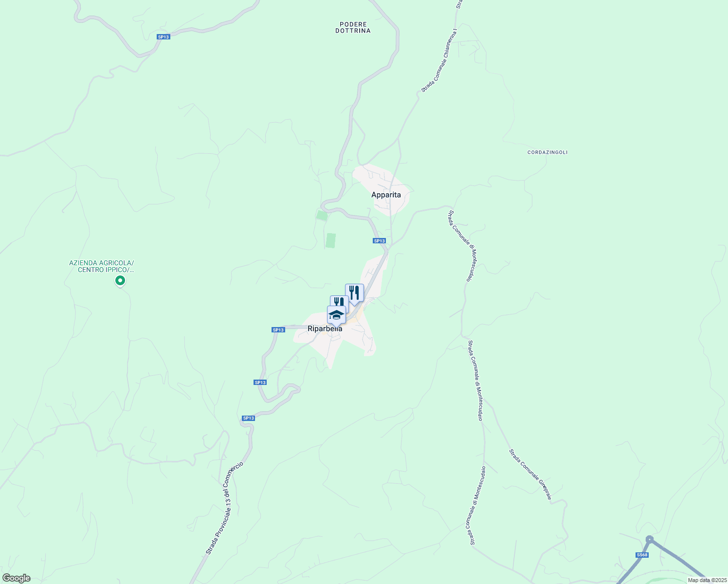 map of restaurants, bars, coffee shops, grocery stores, and more near in Riparbella