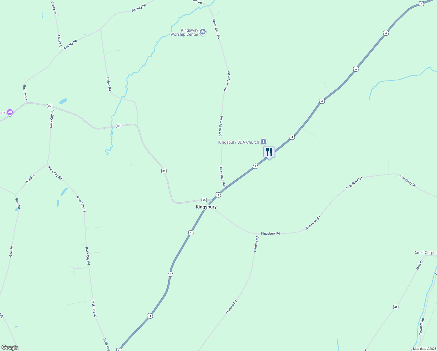 map of restaurants, bars, coffee shops, grocery stores, and more near 17 Green Barn Road in Hudson Falls