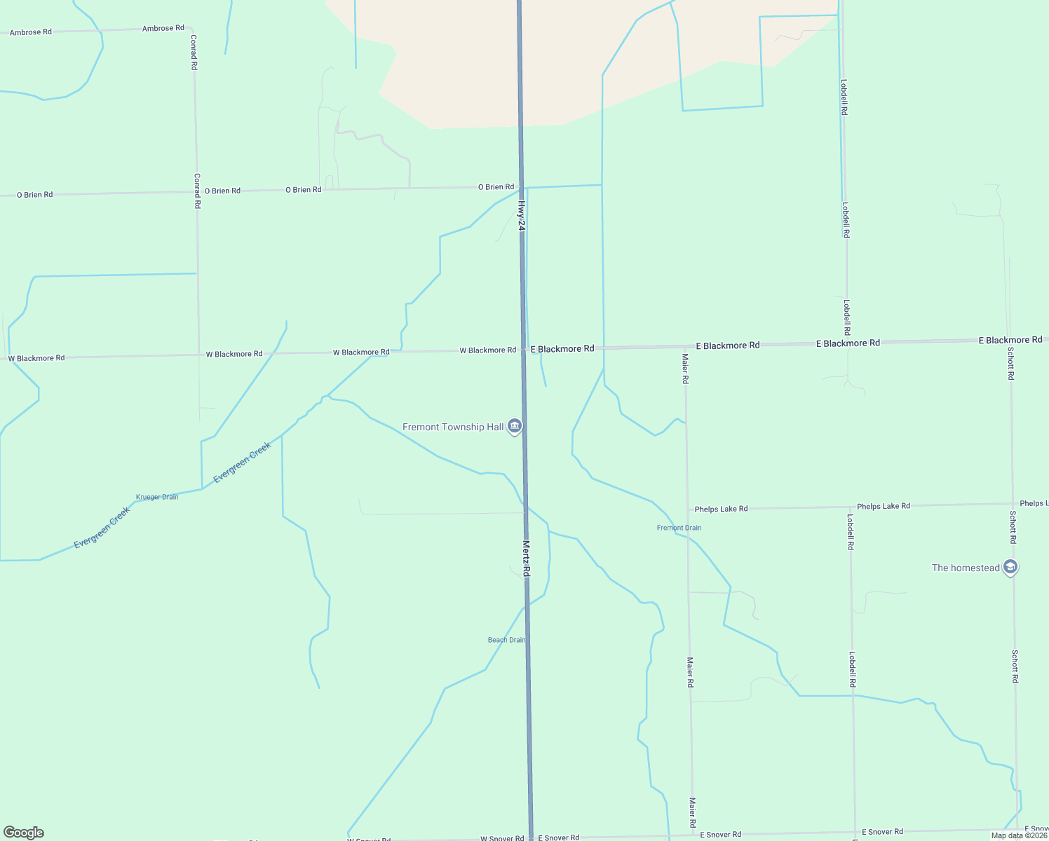 map of restaurants, bars, coffee shops, grocery stores, and more near 4765 Mertz Road in Mayville