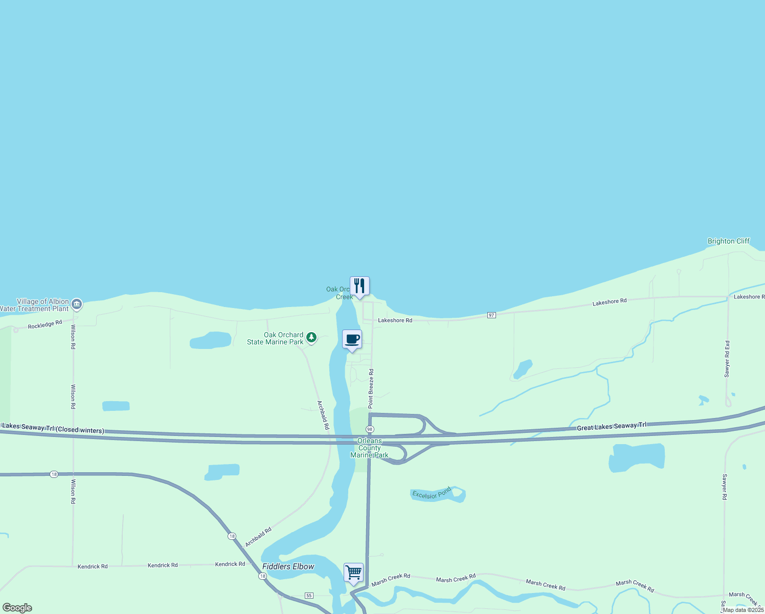 map of restaurants, bars, coffee shops, grocery stores, and more near 14398 Ontario Street in Kent