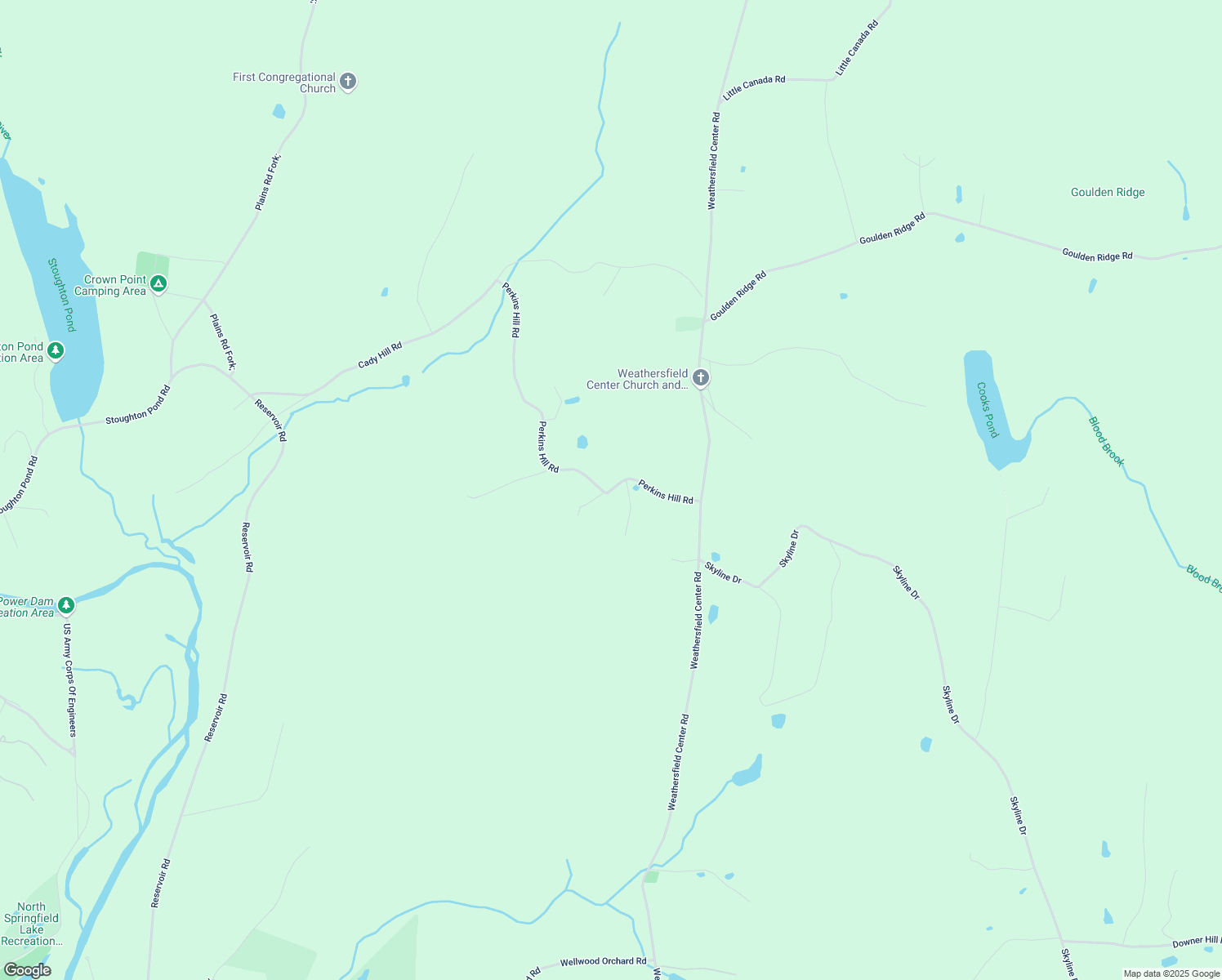 map of restaurants, bars, coffee shops, grocery stores, and more near 589 Perkins Hill Road in Weathersfield