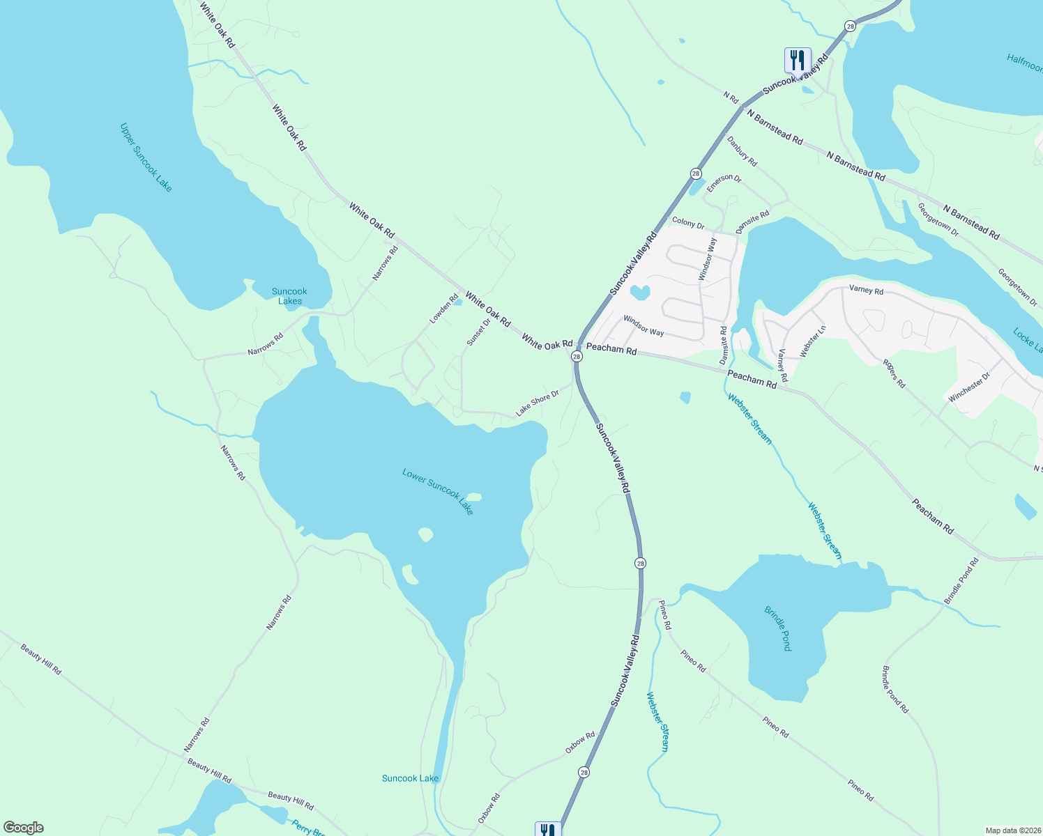 map of restaurants, bars, coffee shops, grocery stores, and more near 40 Lake Shore Drive in Barnstead