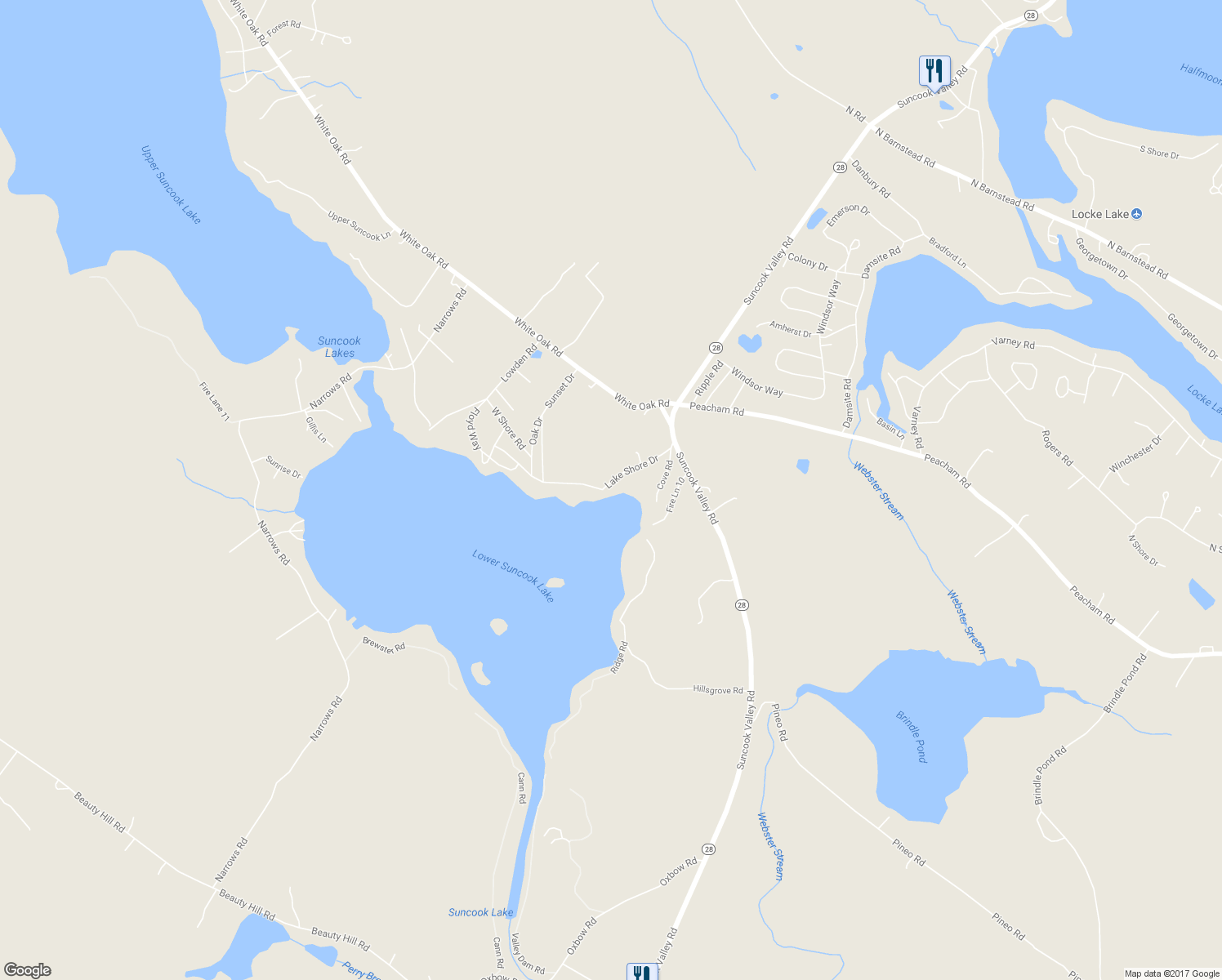 map of restaurants, bars, coffee shops, grocery stores, and more near 40 Lake Shore Drive in Barnstead