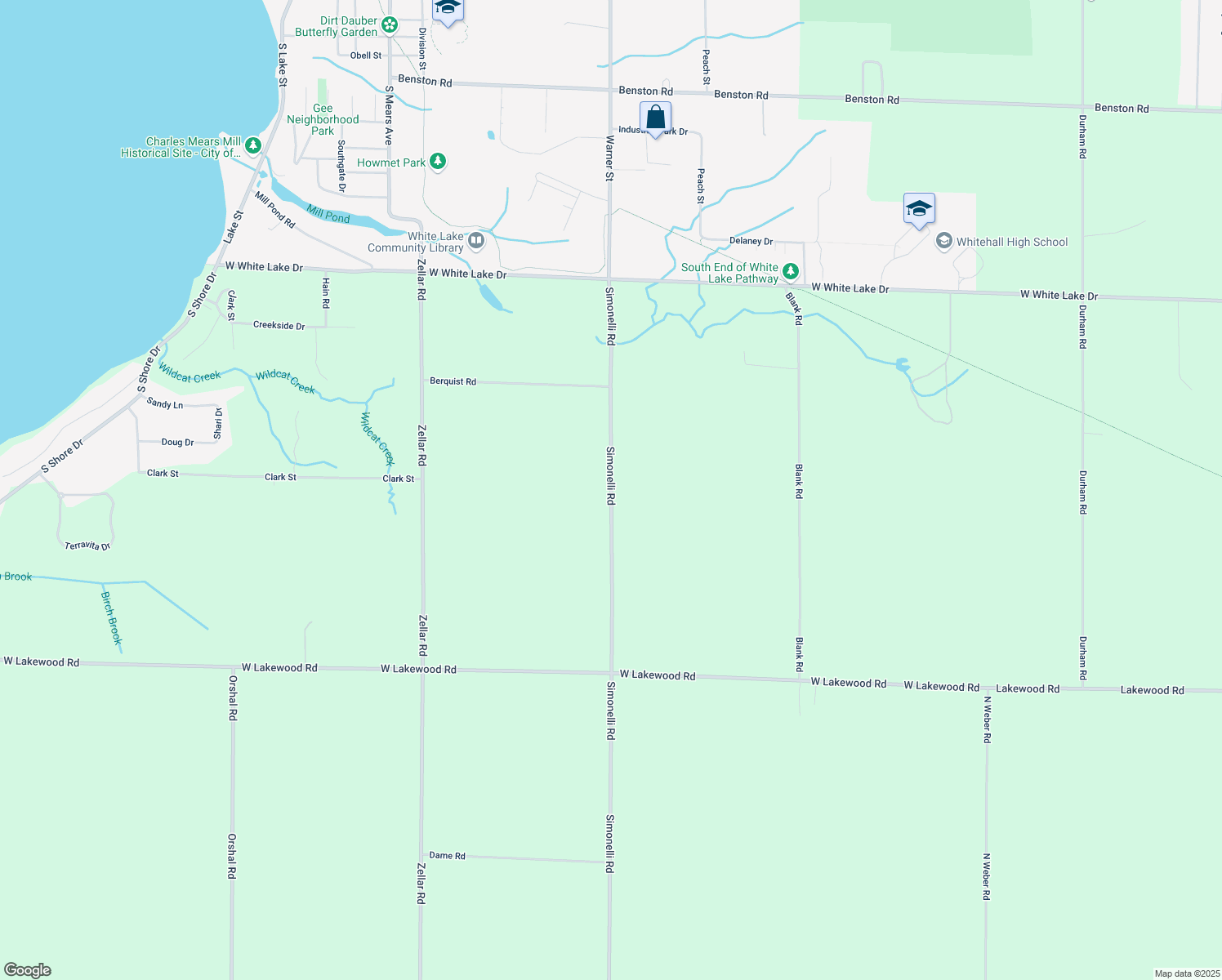 map of restaurants, bars, coffee shops, grocery stores, and more near 6573 Simonelli Road in Whitehall