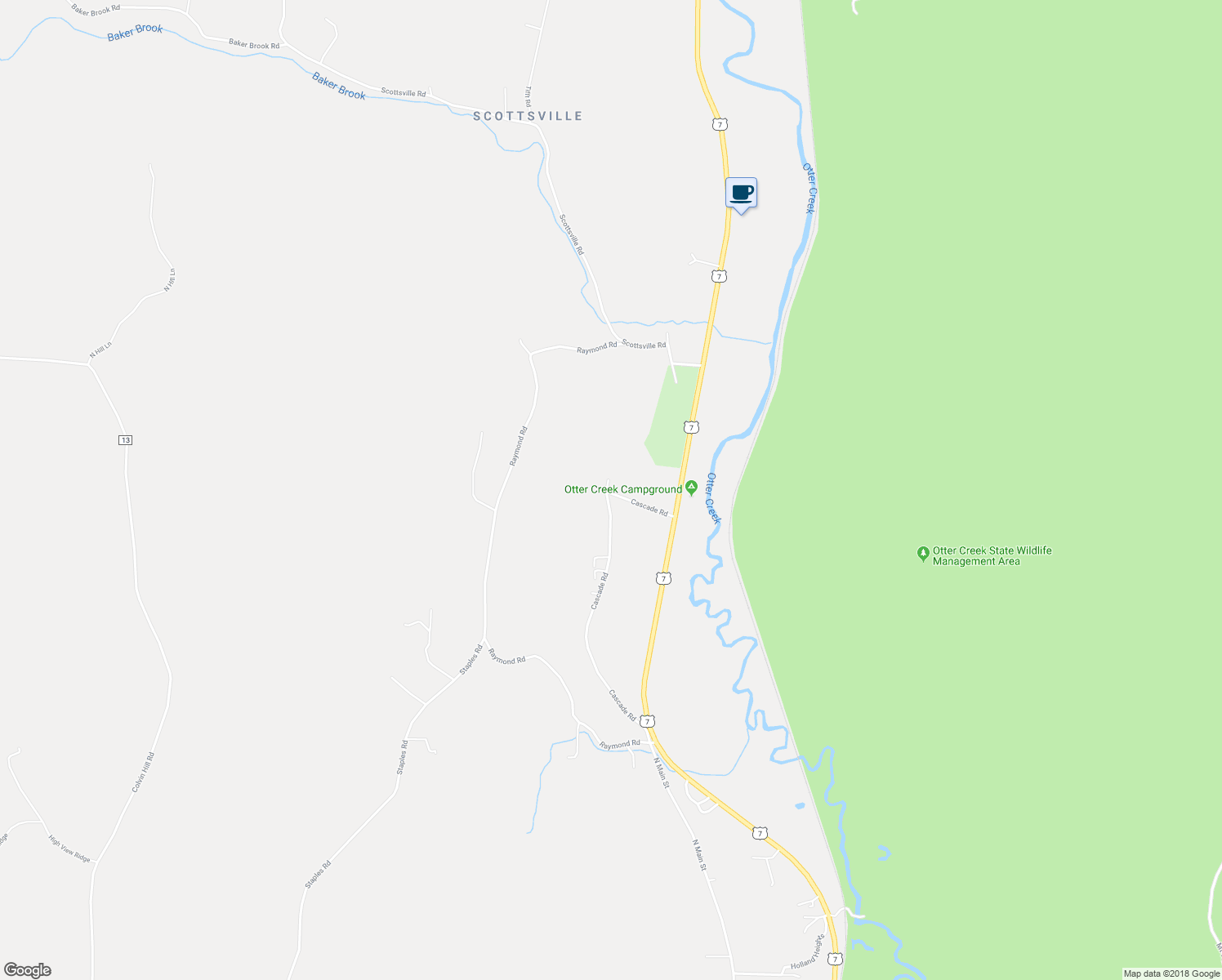 map of restaurants, bars, coffee shops, grocery stores, and more near 737 Cascade Road in Danby