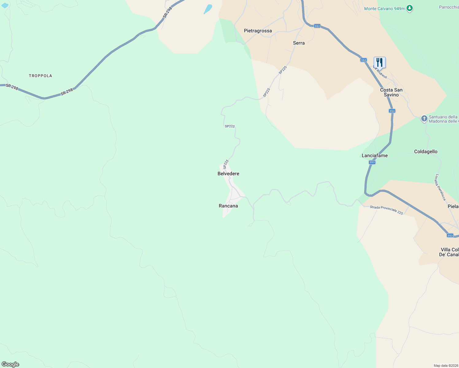 map of restaurants, bars, coffee shops, grocery stores, and more near 1 Via Belvedere in Belvedere