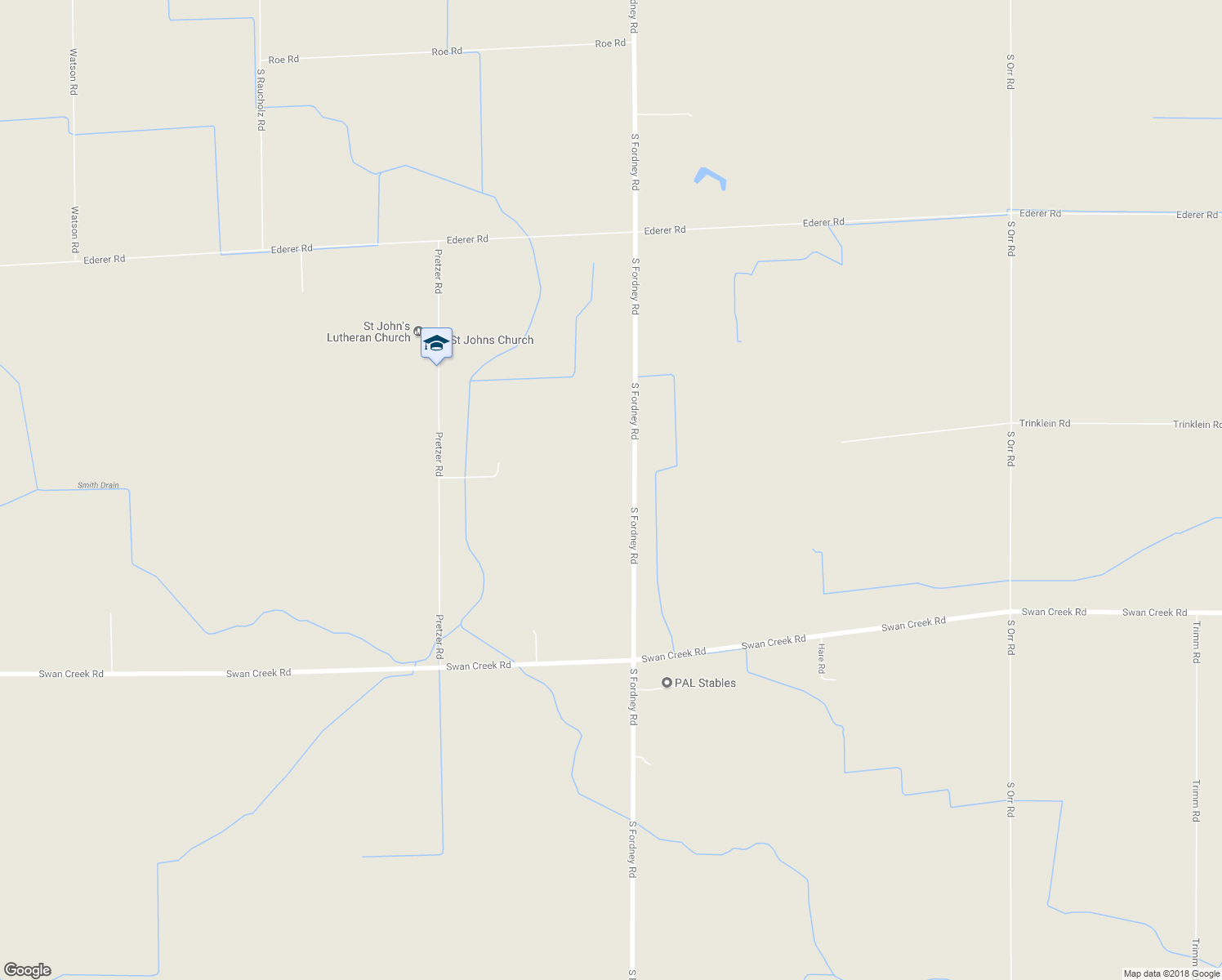 map of restaurants, bars, coffee shops, grocery stores, and more near 2554 South Fordney Road in Hemlock