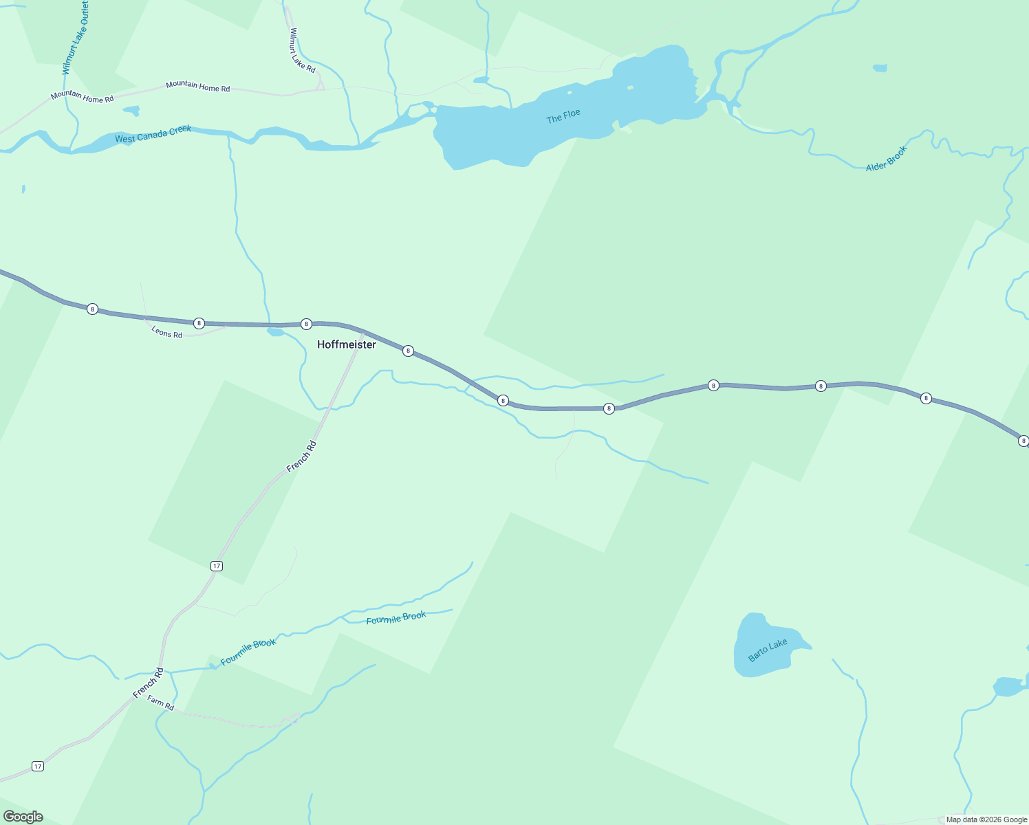 map of restaurants, bars, coffee shops, grocery stores, and more near 767 New York 8 in Hoffmeister