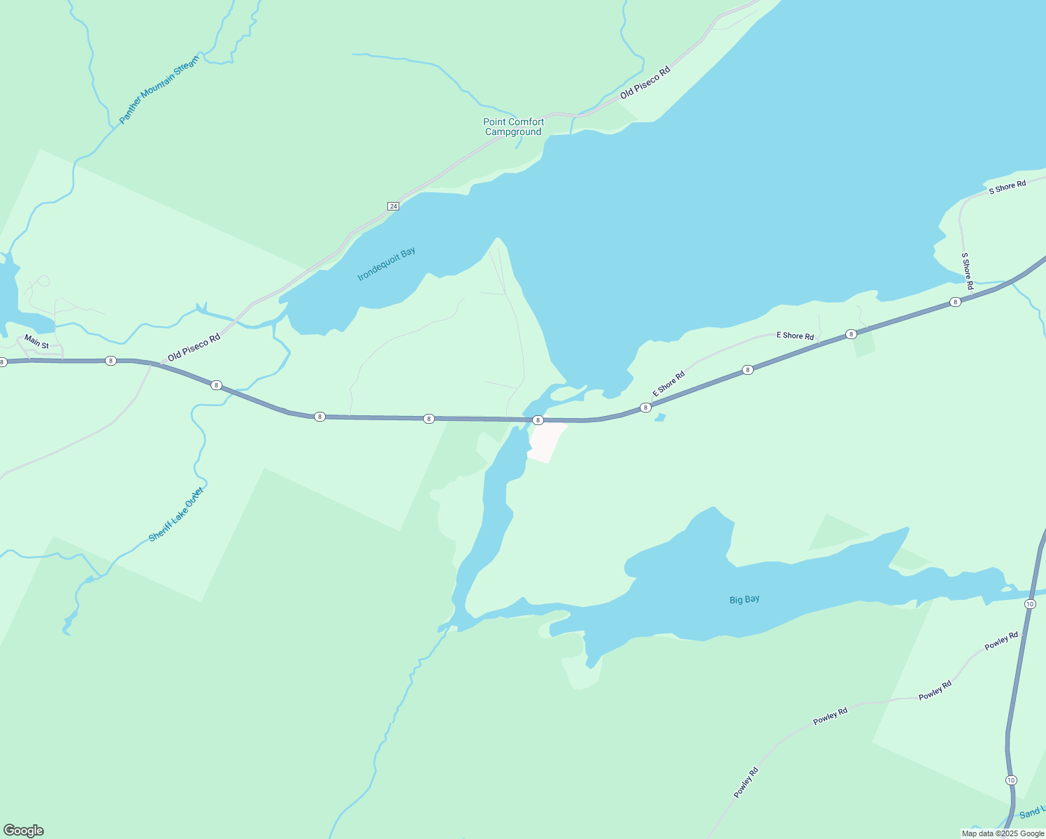 map of restaurants, bars, coffee shops, grocery stores, and more near Highway 8 in Piseco