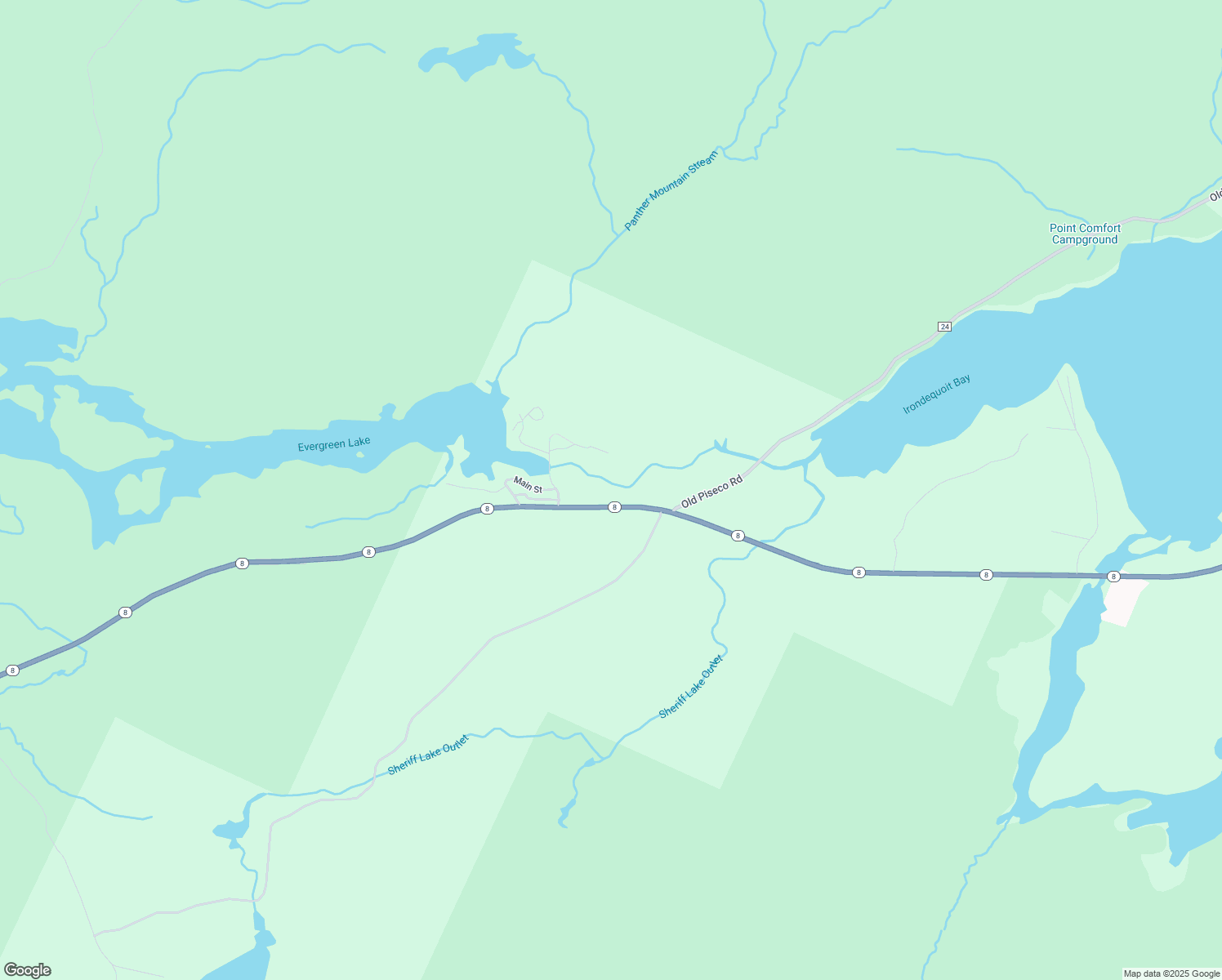 map of restaurants, bars, coffee shops, grocery stores, and more near Highway 8 in Piseco