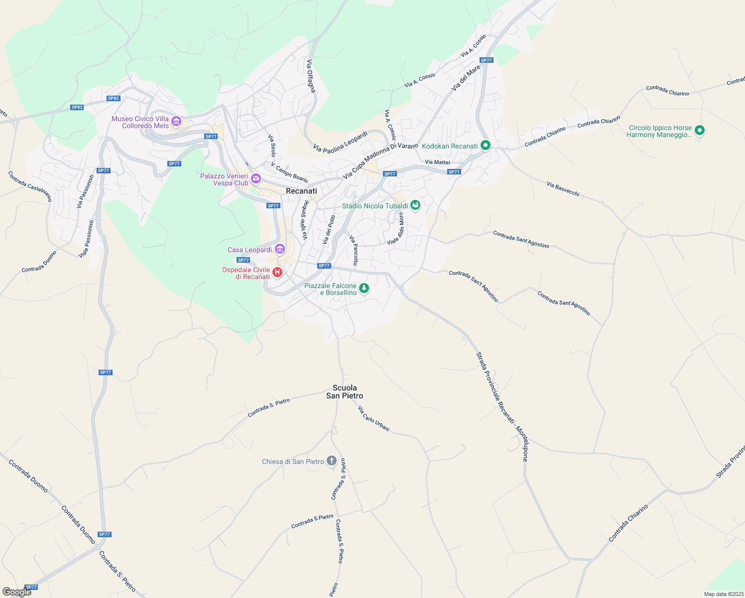 map of restaurants, bars, coffee shops, grocery stores, and more near 8 Via Umberto Magrini in Provincia di Macerata