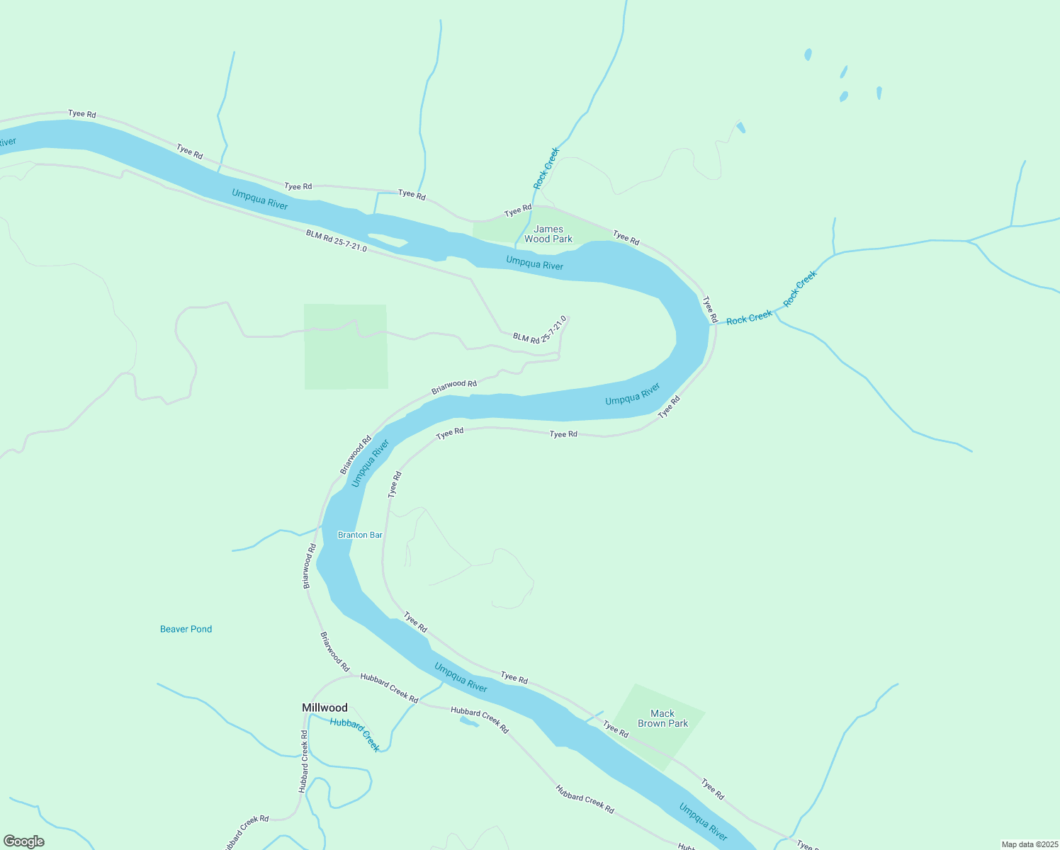 map of restaurants, bars, coffee shops, grocery stores, and more near 6172 Tyee Road in Umpqua