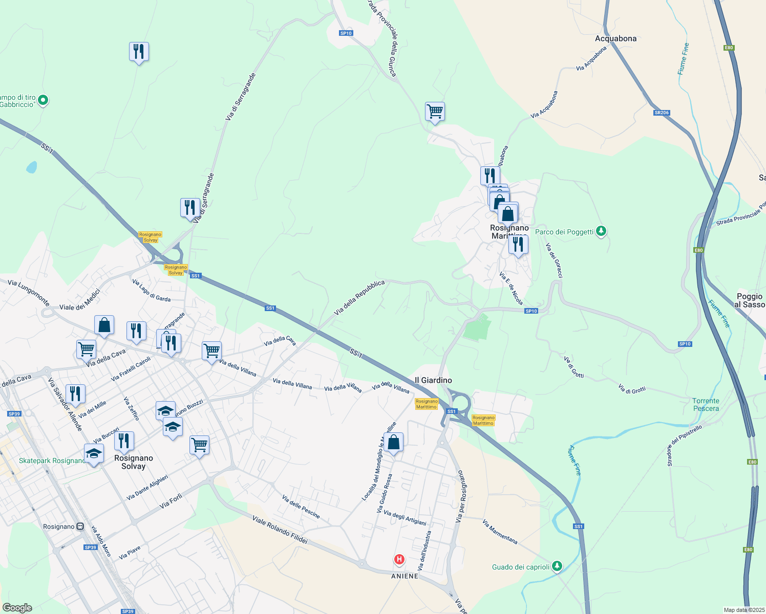 map of restaurants, bars, coffee shops, grocery stores, and more near 40 Località il Ginestraio in Provincia di Livorno