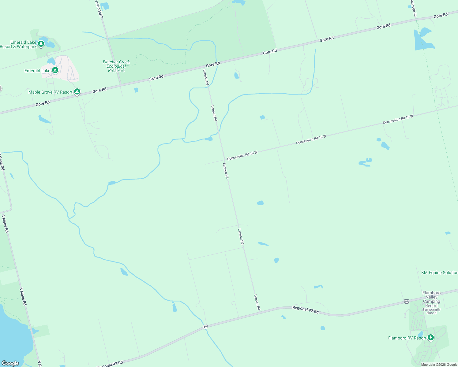map of restaurants, bars, coffee shops, grocery stores, and more near 2030 Lennon Road in Puslinch
