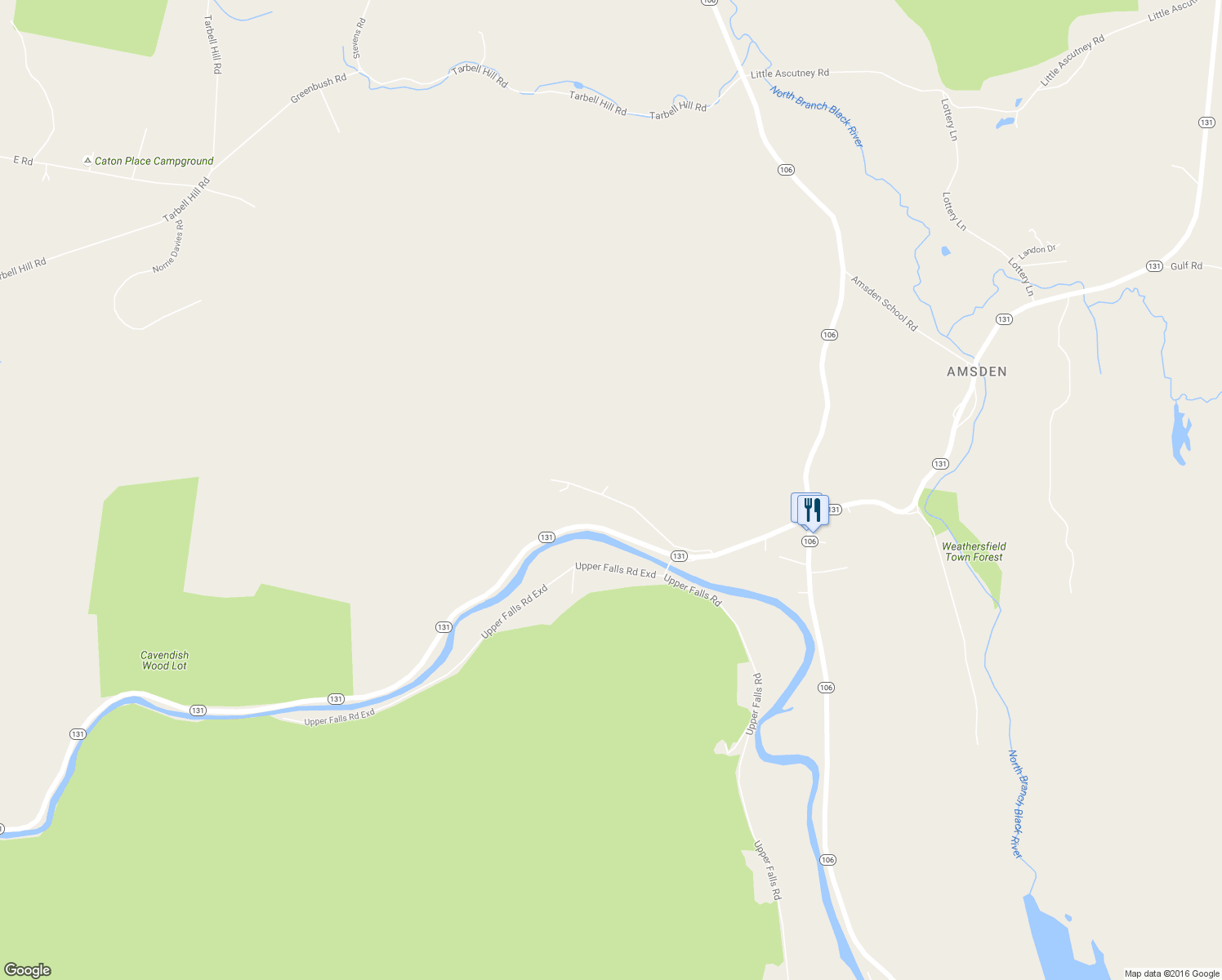 map of restaurants, bars, coffee shops, grocery stores, and more near 355 Grout Road in Weathersfield