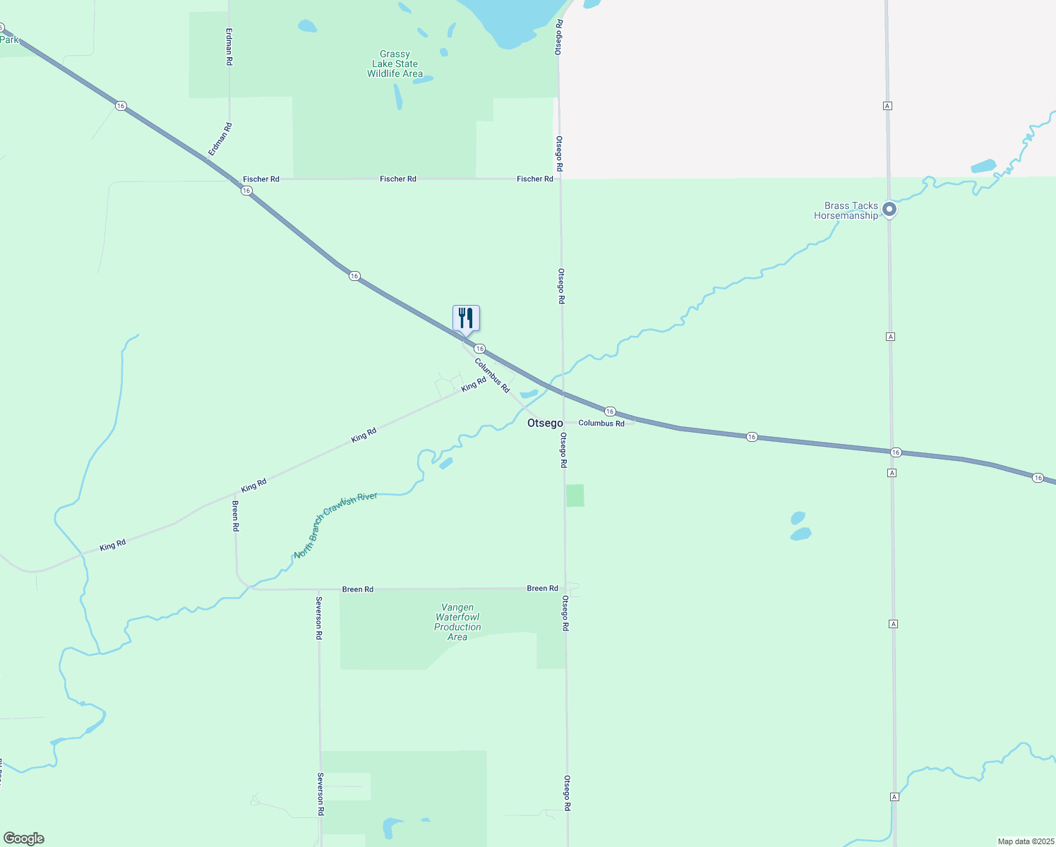 map of restaurants, bars, coffee shops, grocery stores, and more near W3331 Columbus Road in Columbus