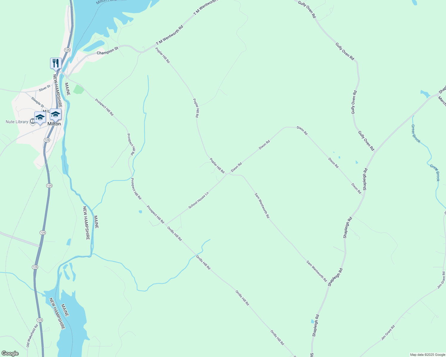 map of restaurants, bars, coffee shops, grocery stores, and more near 16 School House Lane in Lebanon
