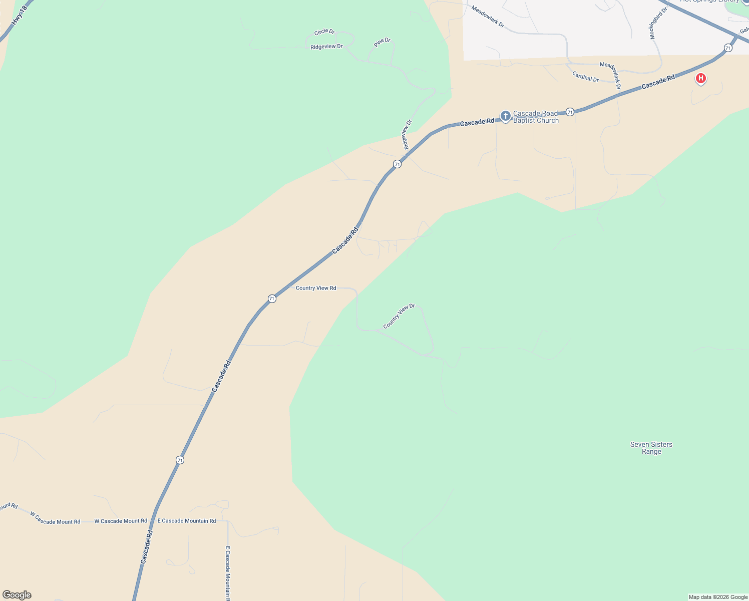 map of restaurants, bars, coffee shops, grocery stores, and more near 12752 Country View Road in Hot Springs