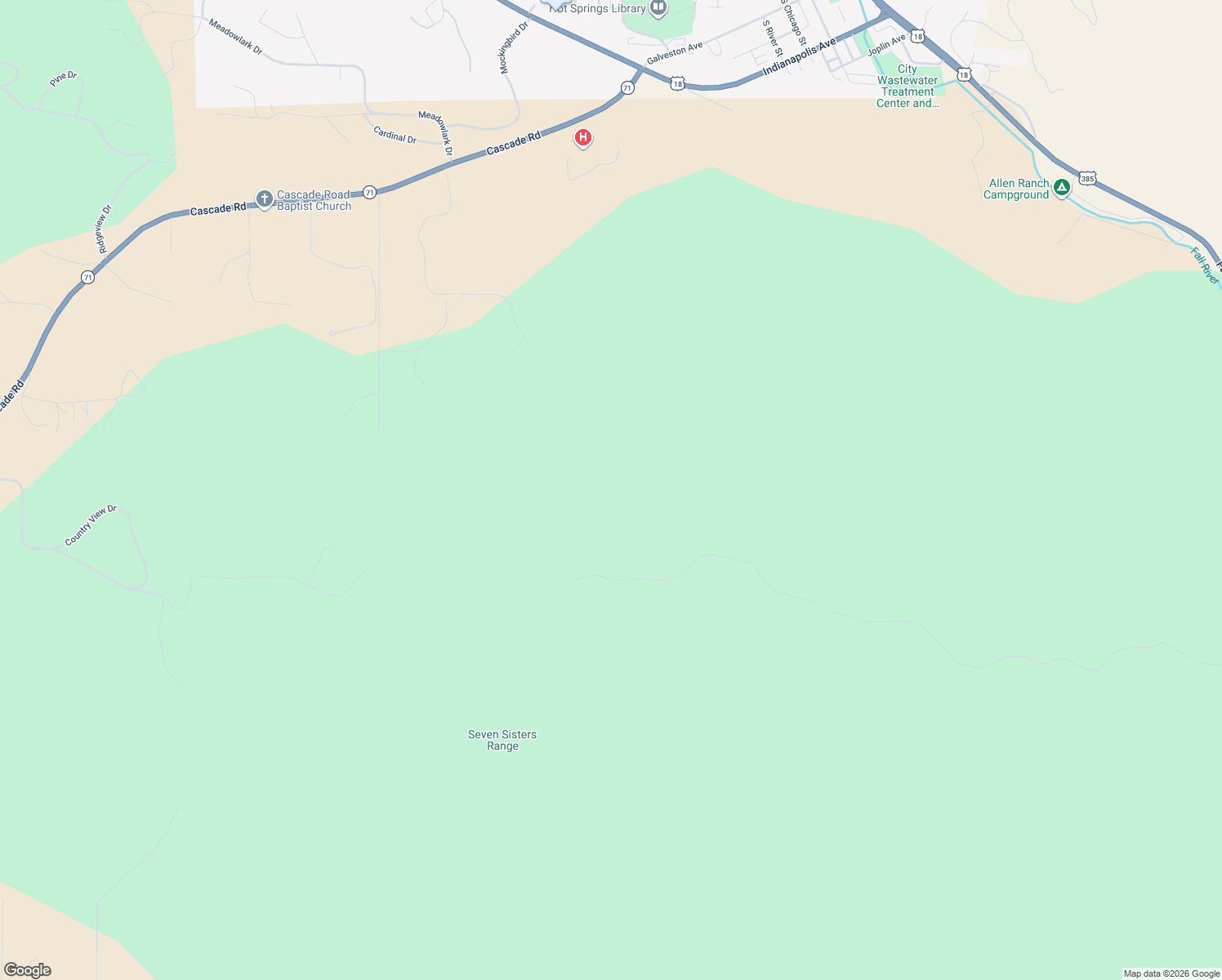 map of restaurants, bars, coffee shops, grocery stores, and more near in Hot Springs