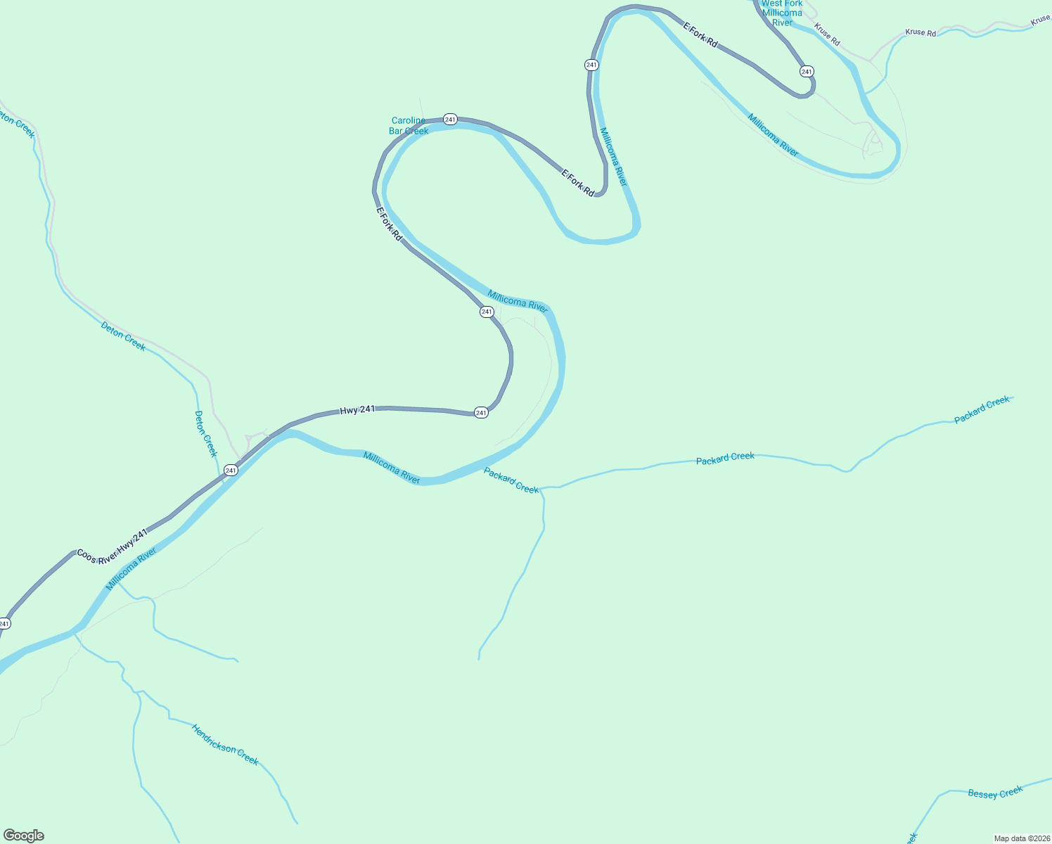 map of restaurants, bars, coffee shops, grocery stores, and more near 65211 Millicoma Road in Coos Bay