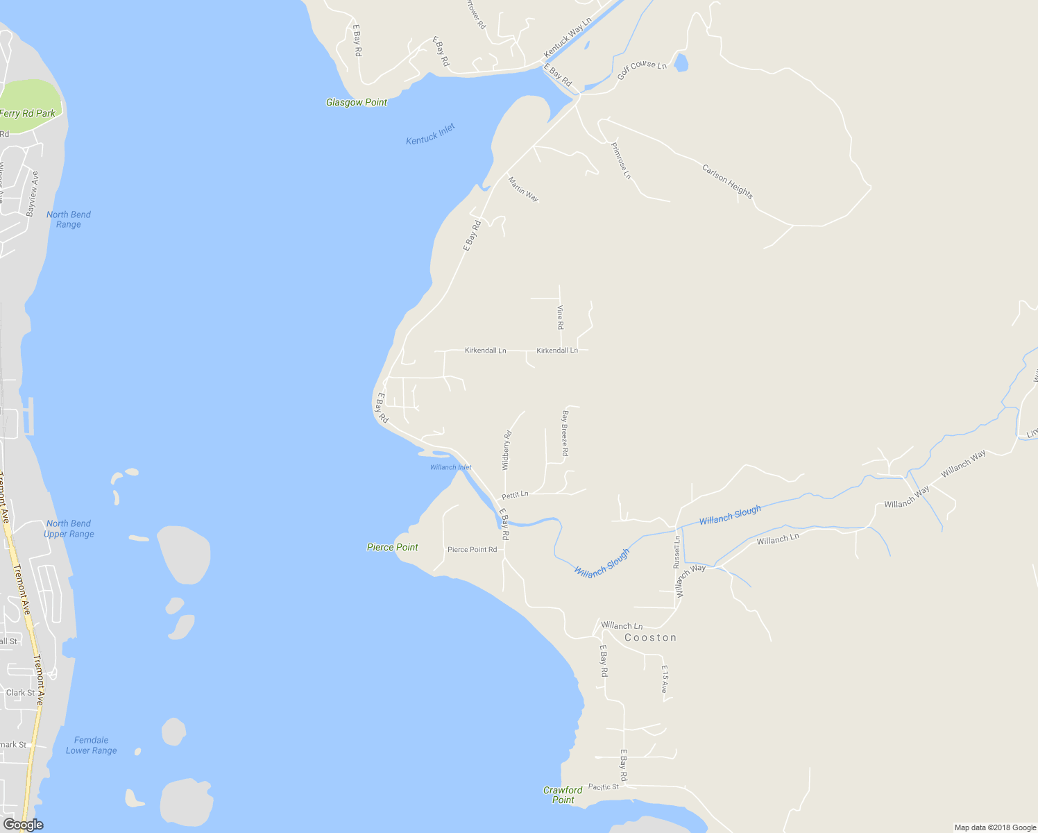 map of restaurants, bars, coffee shops, grocery stores, and more near 65050 Wildberry Road in North Bend