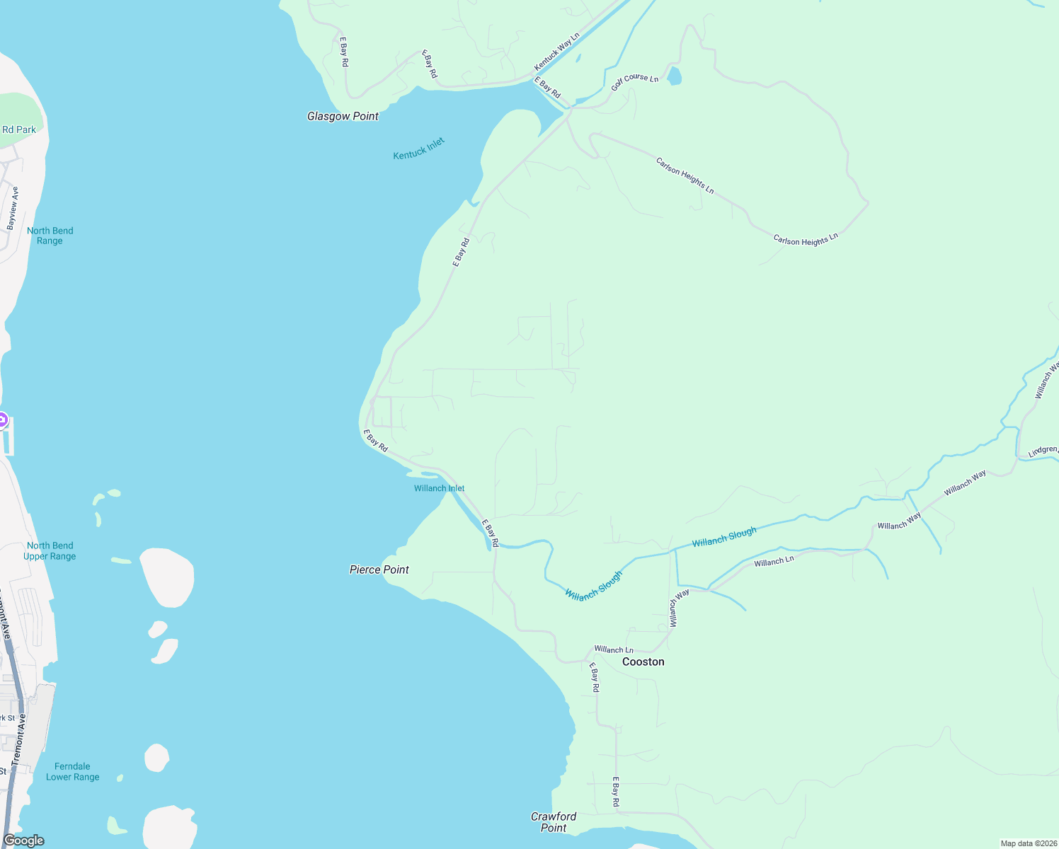 map of restaurants, bars, coffee shops, grocery stores, and more near 65050 Wildberry Road in North Bend