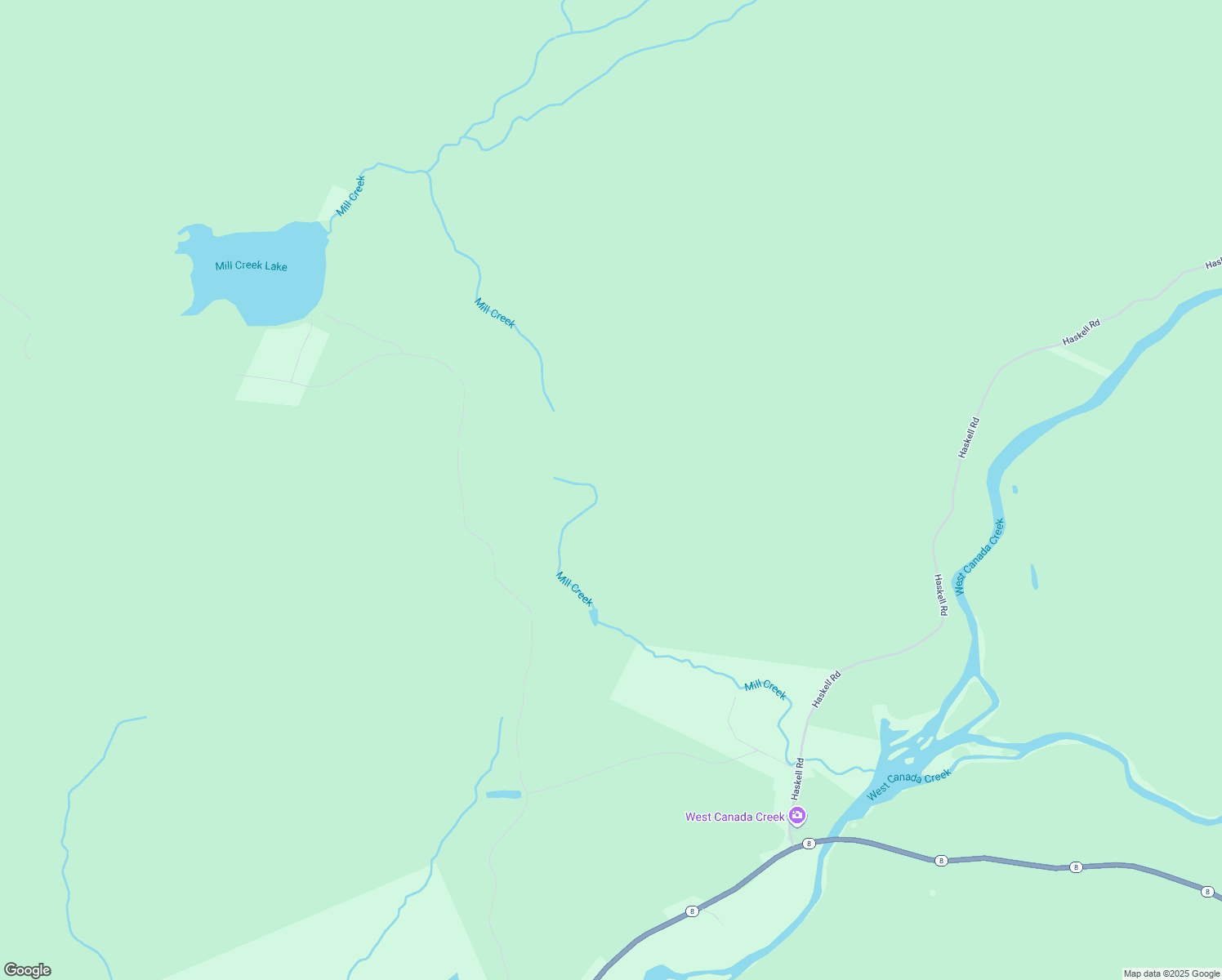 map of restaurants, bars, coffee shops, grocery stores, and more near Black Creek Lake Road in Cold Brook