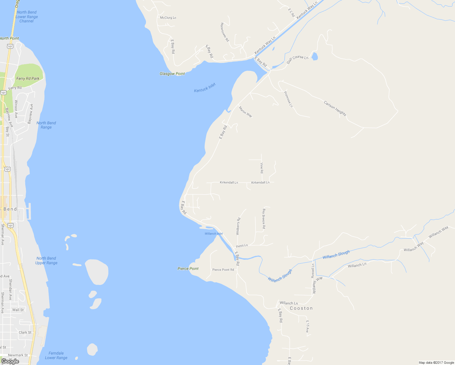 map of restaurants, bars, coffee shops, grocery stores, and more near Kirkendall Lane in North Bend
