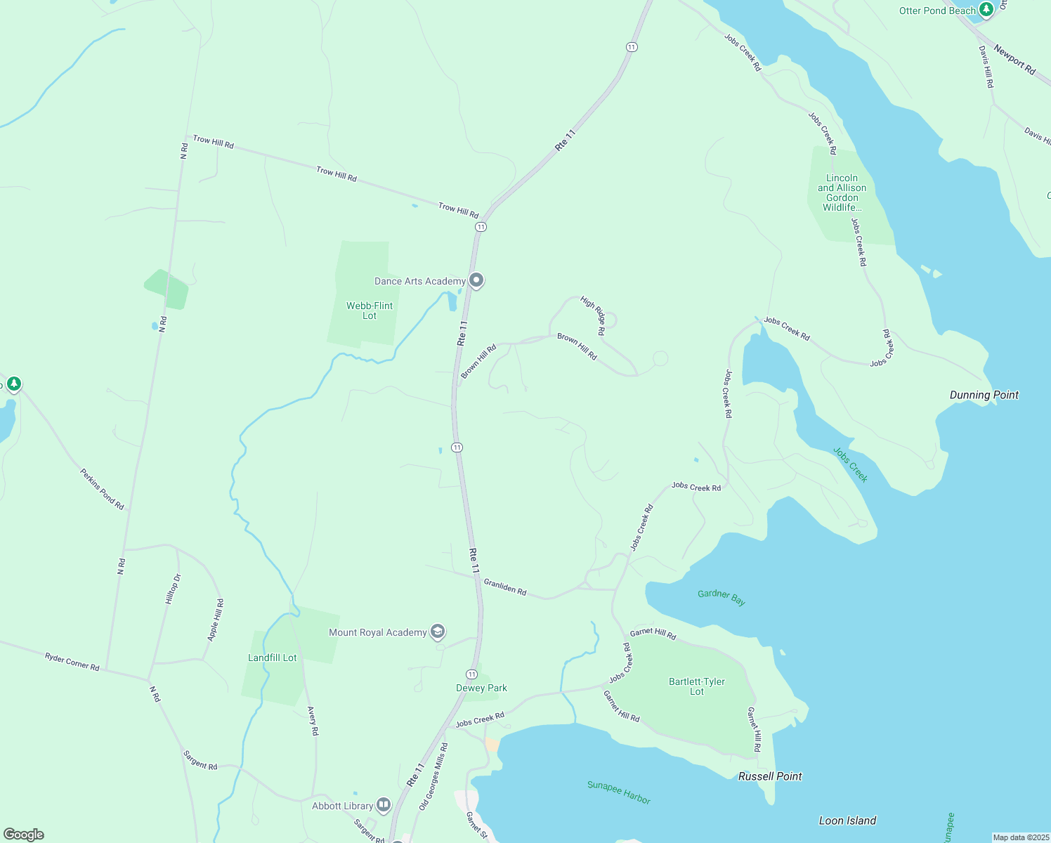 map of restaurants, bars, coffee shops, grocery stores, and more near 97 Fairway Drive in Sunapee