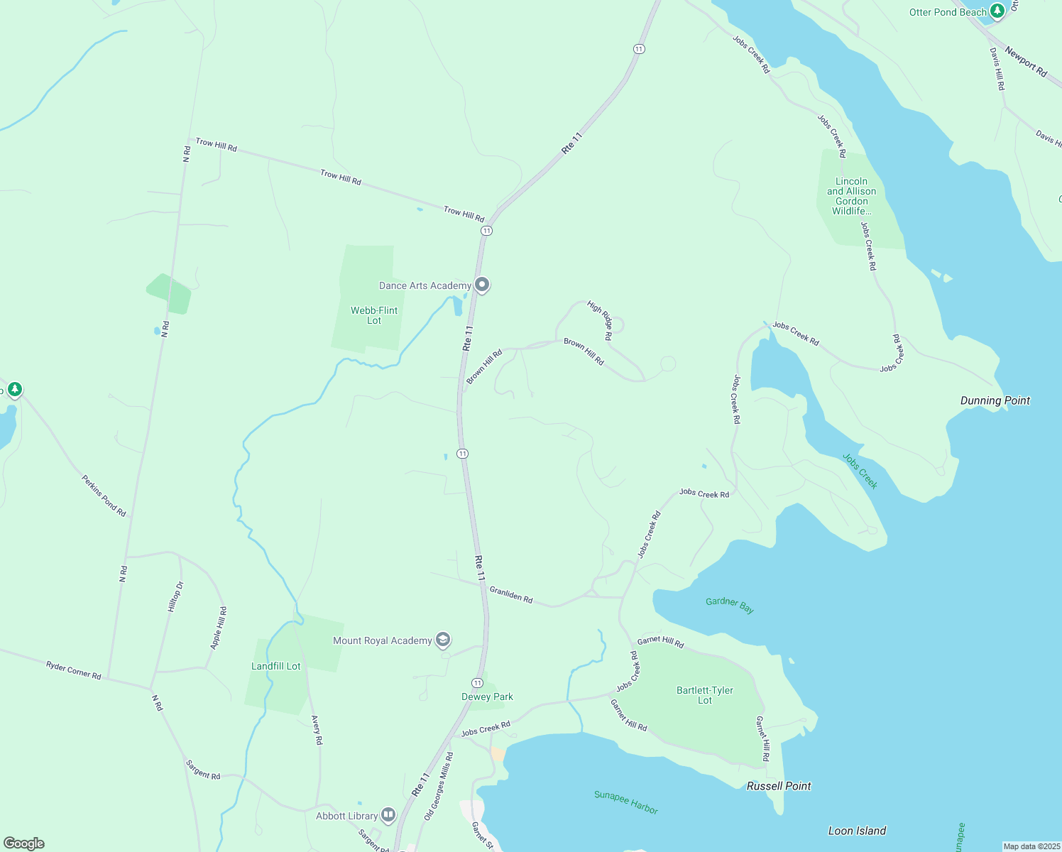 map of restaurants, bars, coffee shops, grocery stores, and more near 97 Fairway Drive in Sunapee