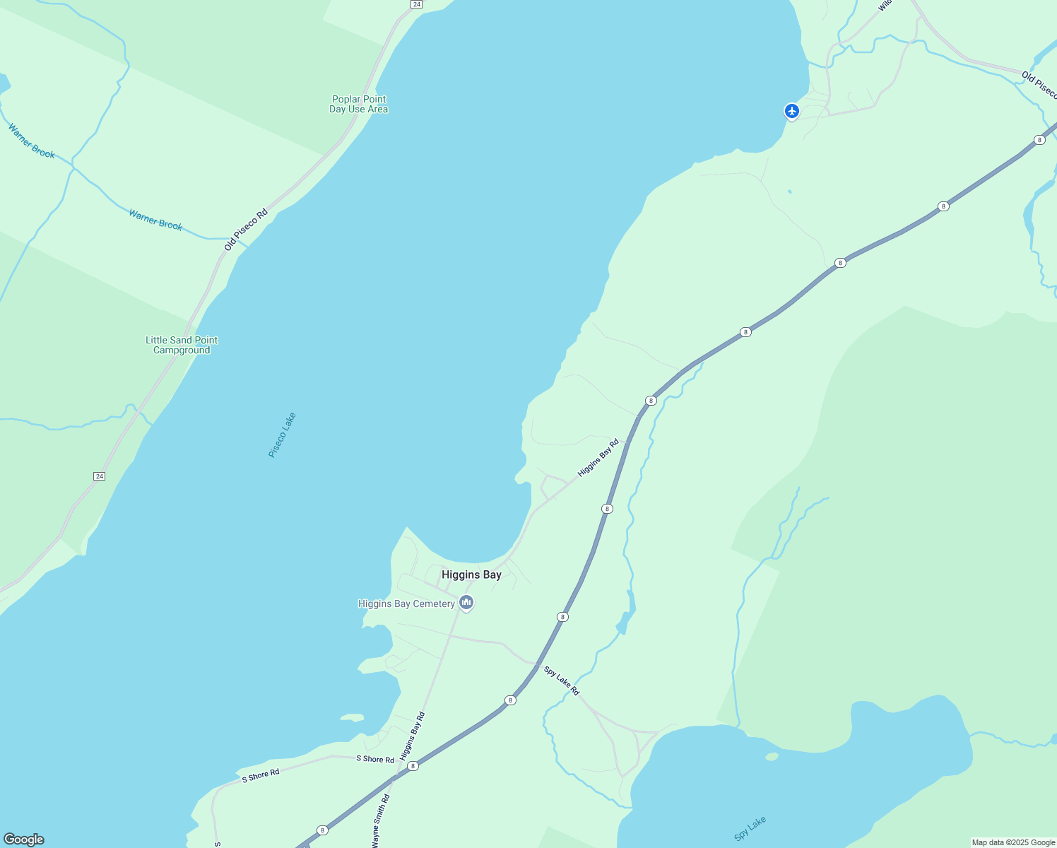 map of restaurants, bars, coffee shops, grocery stores, and more near 57 Eagle Hill Road in Piseco