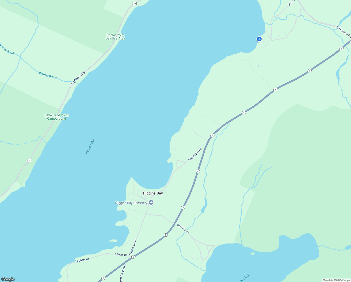 map of restaurants, bars, coffee shops, grocery stores, and more near 57 Eagle Hill Road in Piseco