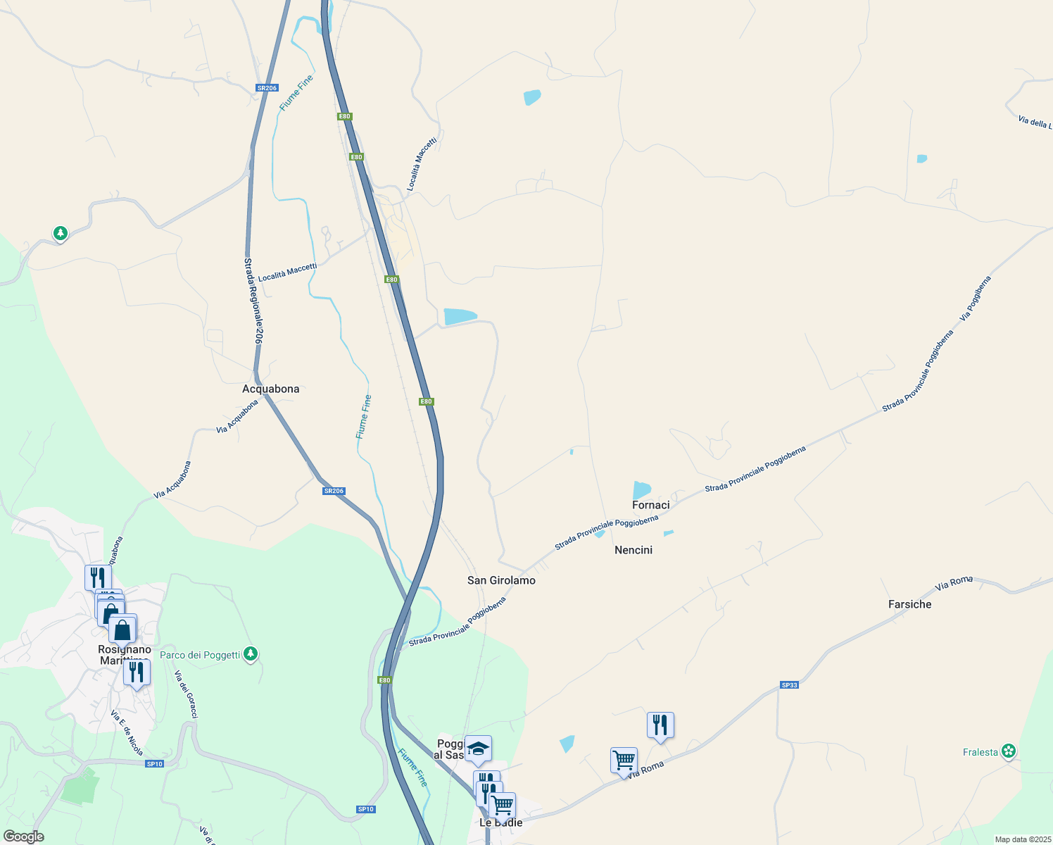 map of restaurants, bars, coffee shops, grocery stores, and more near in Province of Livorno