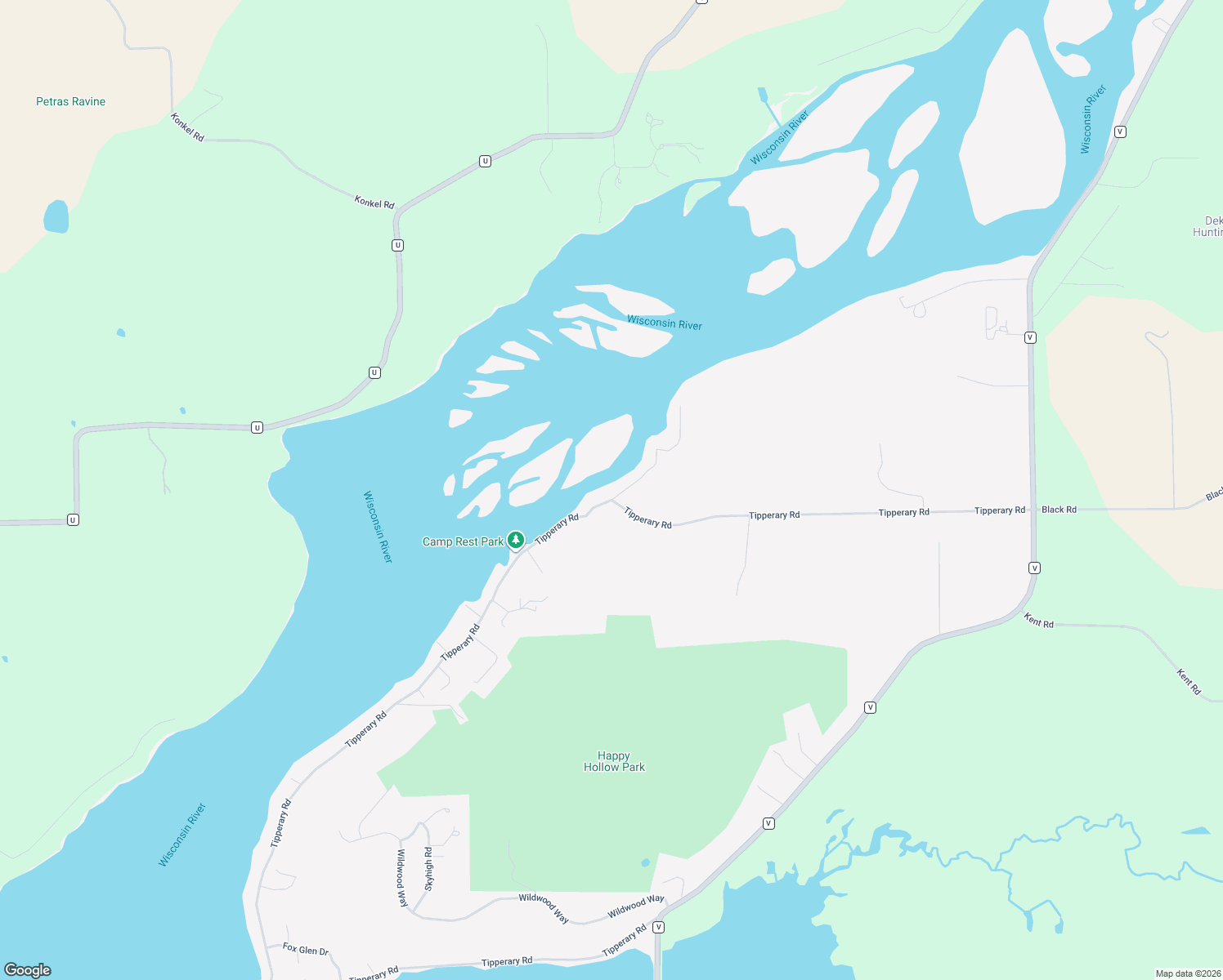 map of restaurants, bars, coffee shops, grocery stores, and more near N3903 Wildcat Road in Poynette