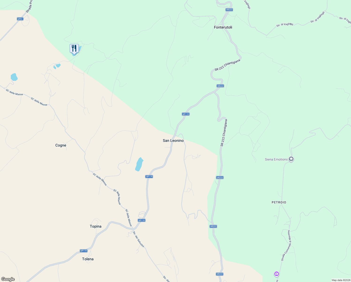 map of restaurants, bars, coffee shops, grocery stores, and more near 3 Località San Leonino in San Leonino