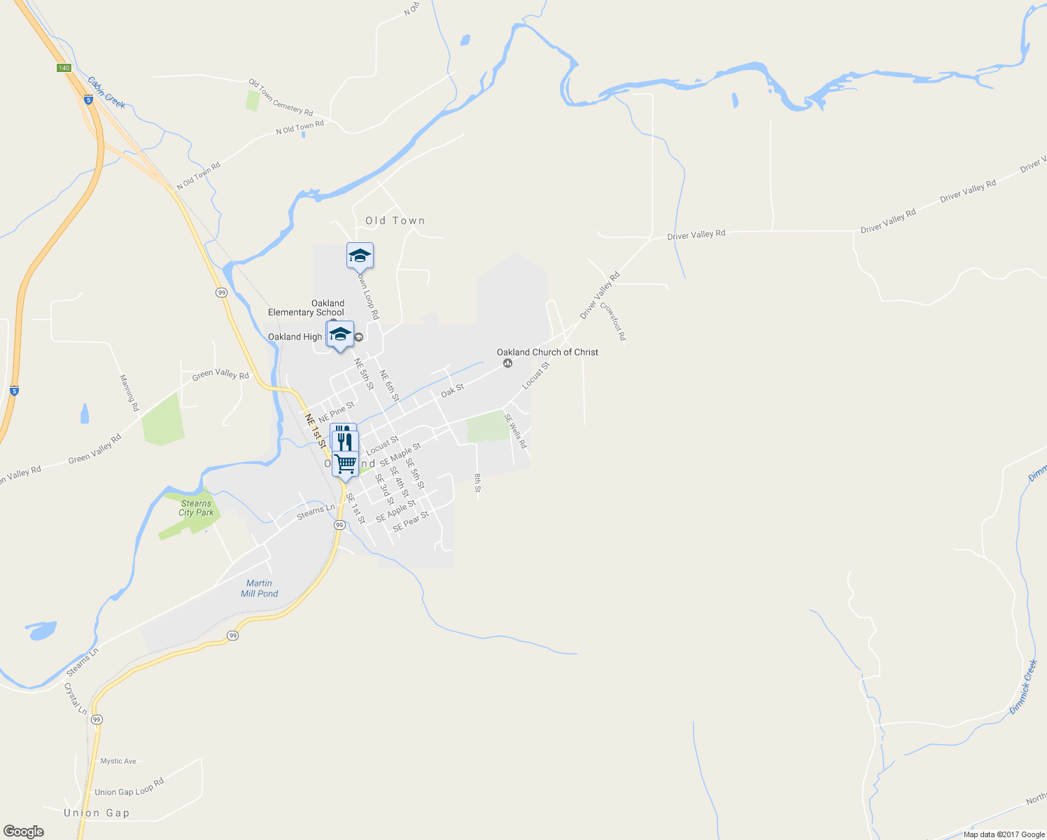 map of restaurants, bars, coffee shops, grocery stores, and more near 220 Southeast Wells Road in Oakland