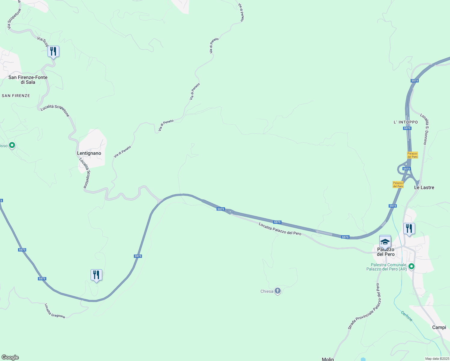 map of restaurants, bars, coffee shops, grocery stores, and more near in Province of Arezzo