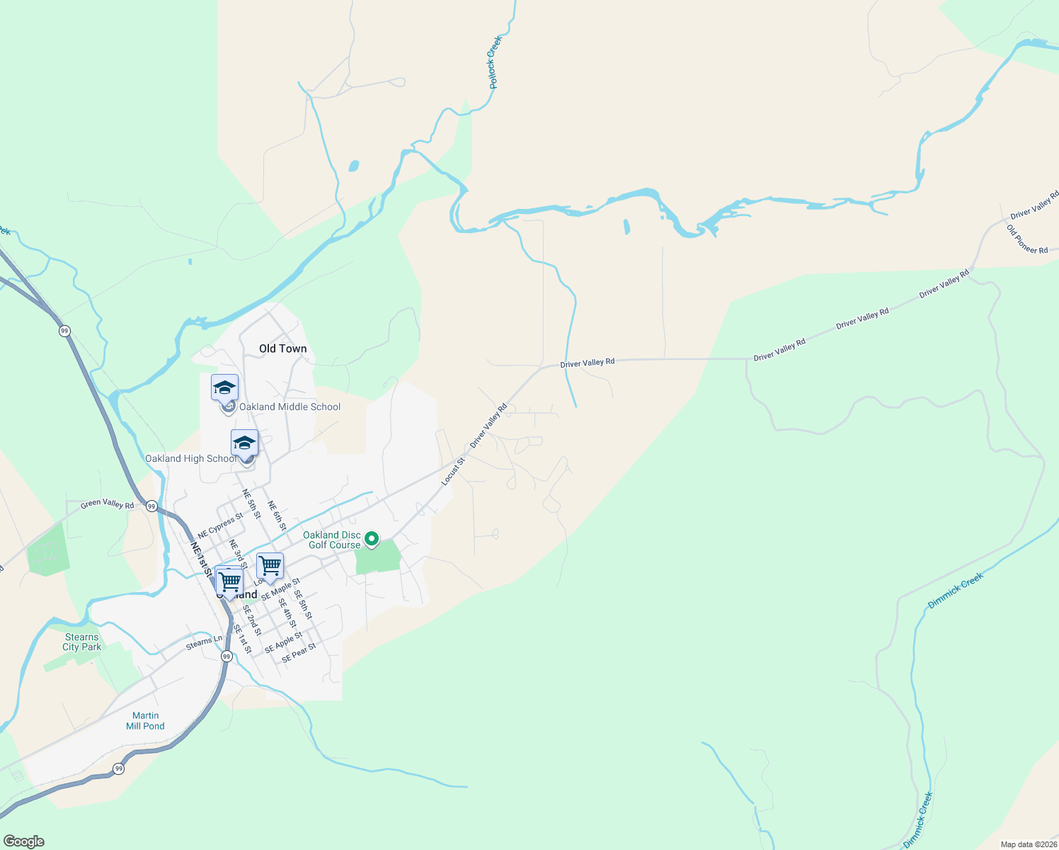 map of restaurants, bars, coffee shops, grocery stores, and more near 193 Crowsfoot Rd in Oakland