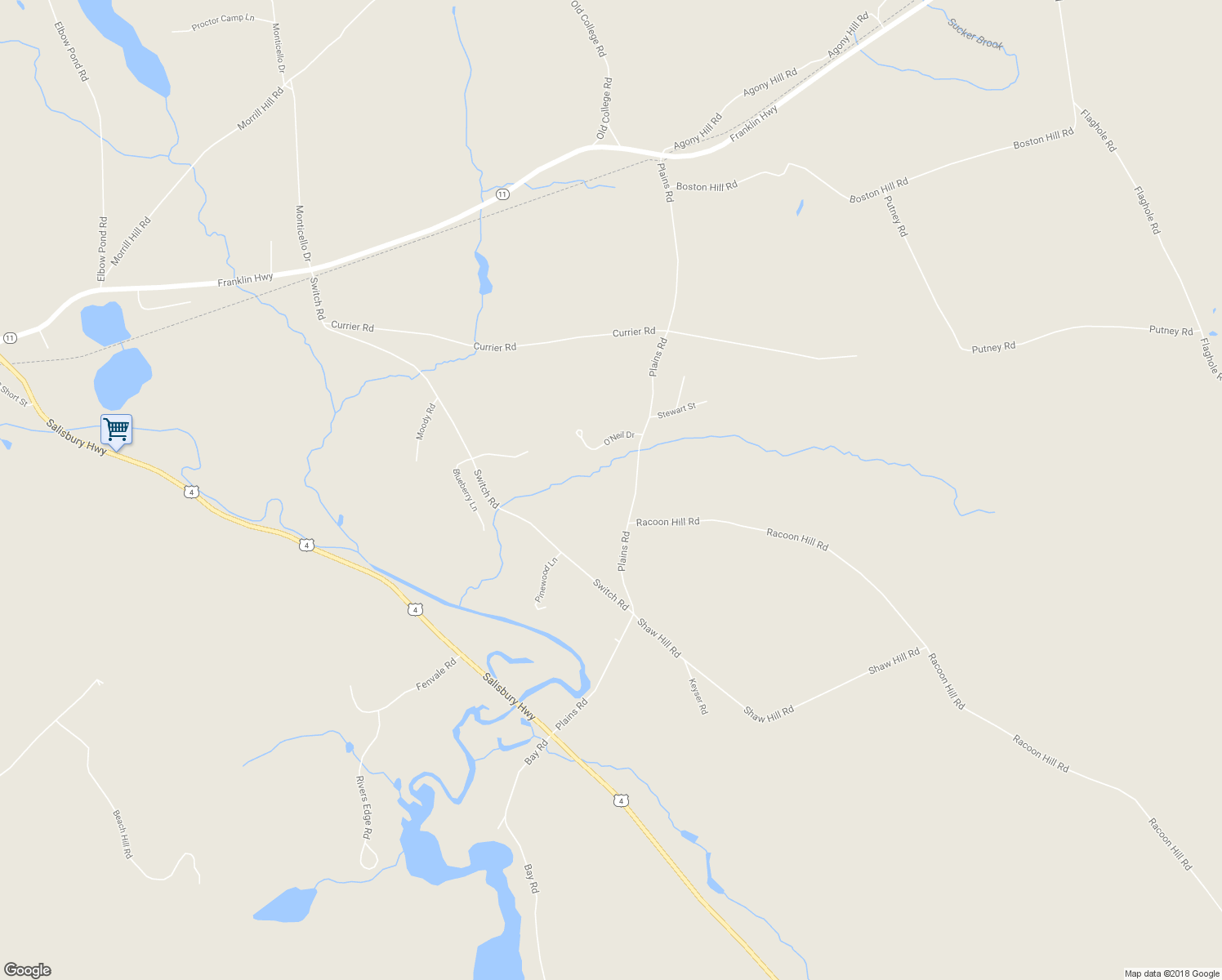 map of restaurants, bars, coffee shops, grocery stores, and more near 194 Plains Road in Andover