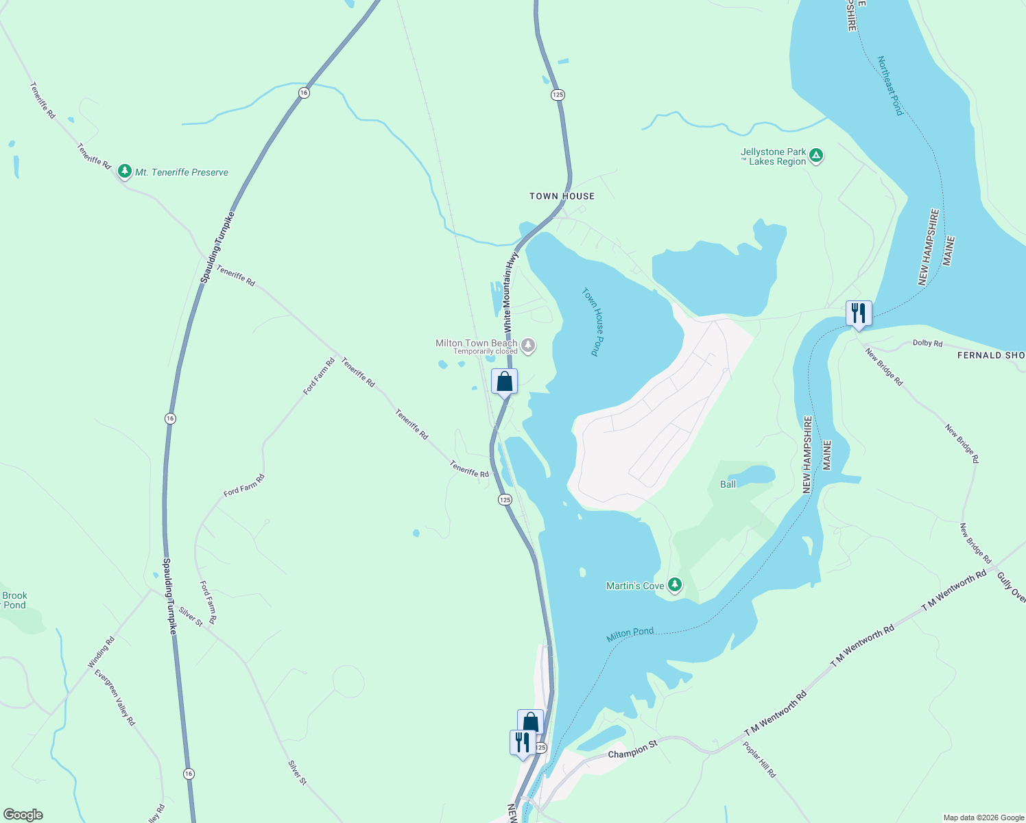 map of restaurants, bars, coffee shops, grocery stores, and more near 26 Porter Road in Milton