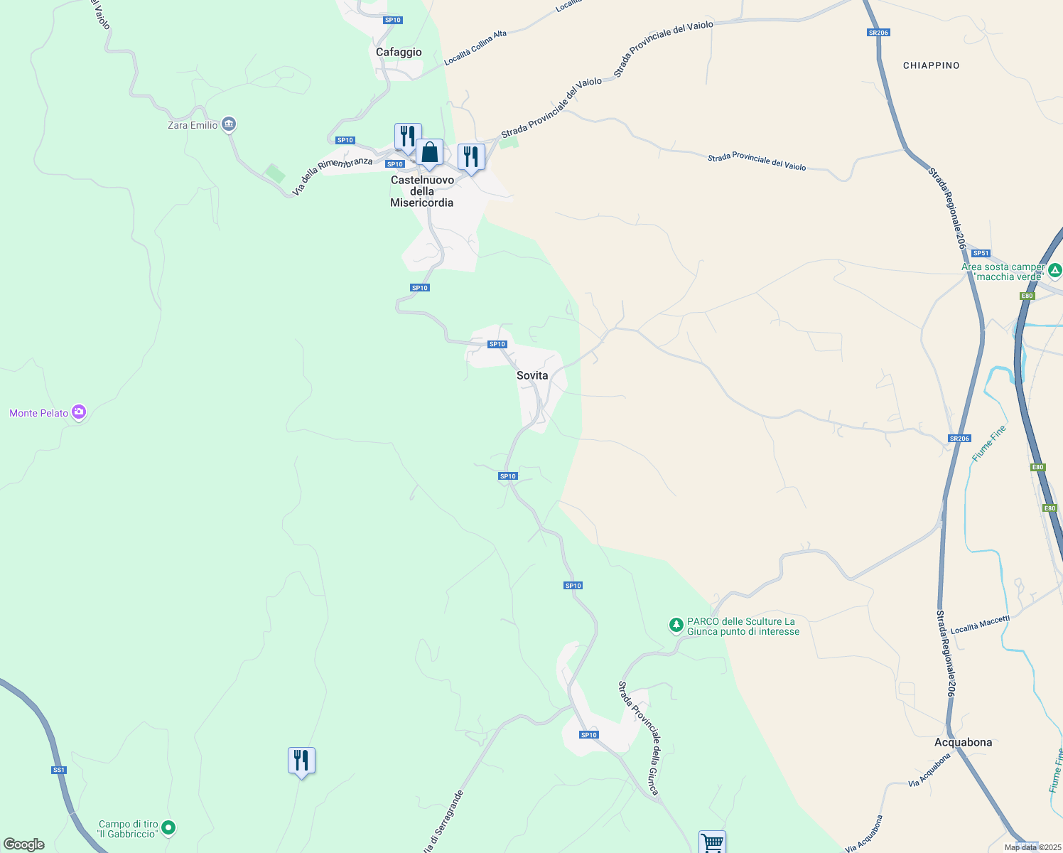 map of restaurants, bars, coffee shops, grocery stores, and more near 99 Località Traversa Livornese la Sovita in Provincia di Livorno