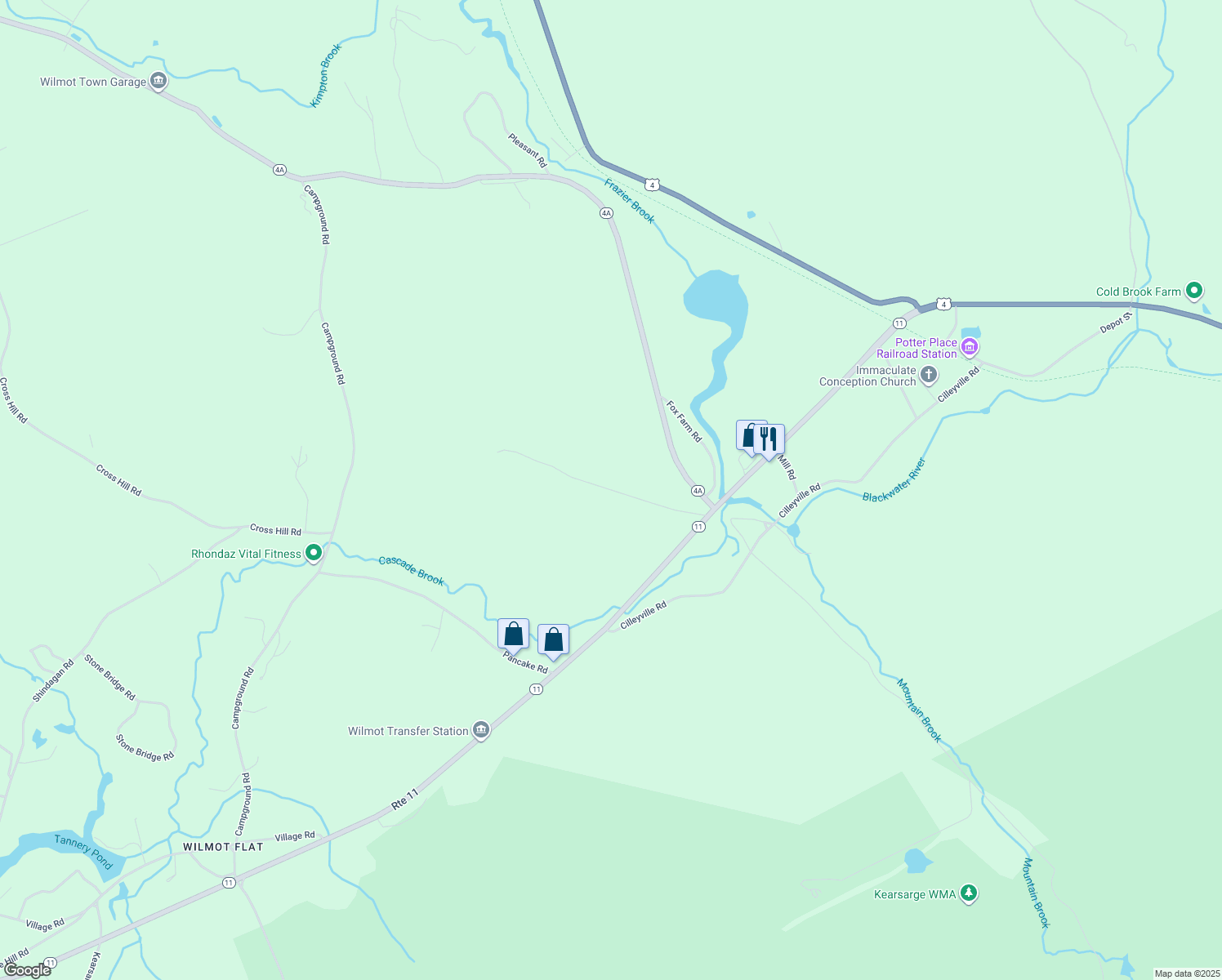 map of restaurants, bars, coffee shops, grocery stores, and more near 123 Elkins Hill Road in Andover