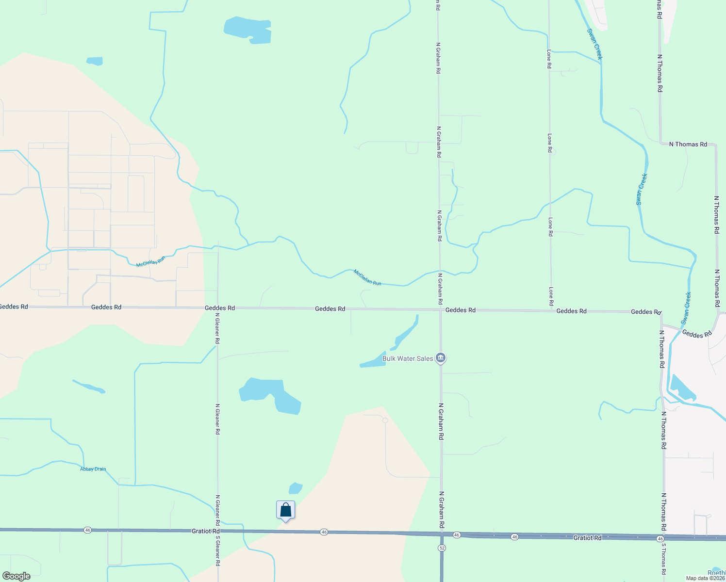 map of restaurants, bars, coffee shops, grocery stores, and more near 11360 Geddes Road in Freeland
