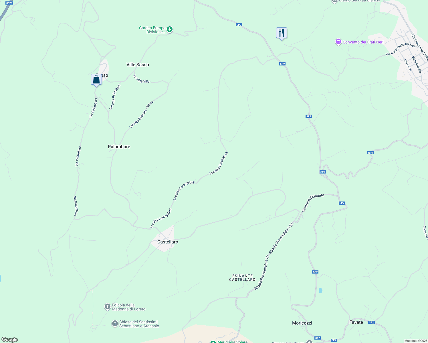 map of restaurants, bars, coffee shops, grocery stores, and more near 10 Localita' Fontegeloni in Provincia di Ancona