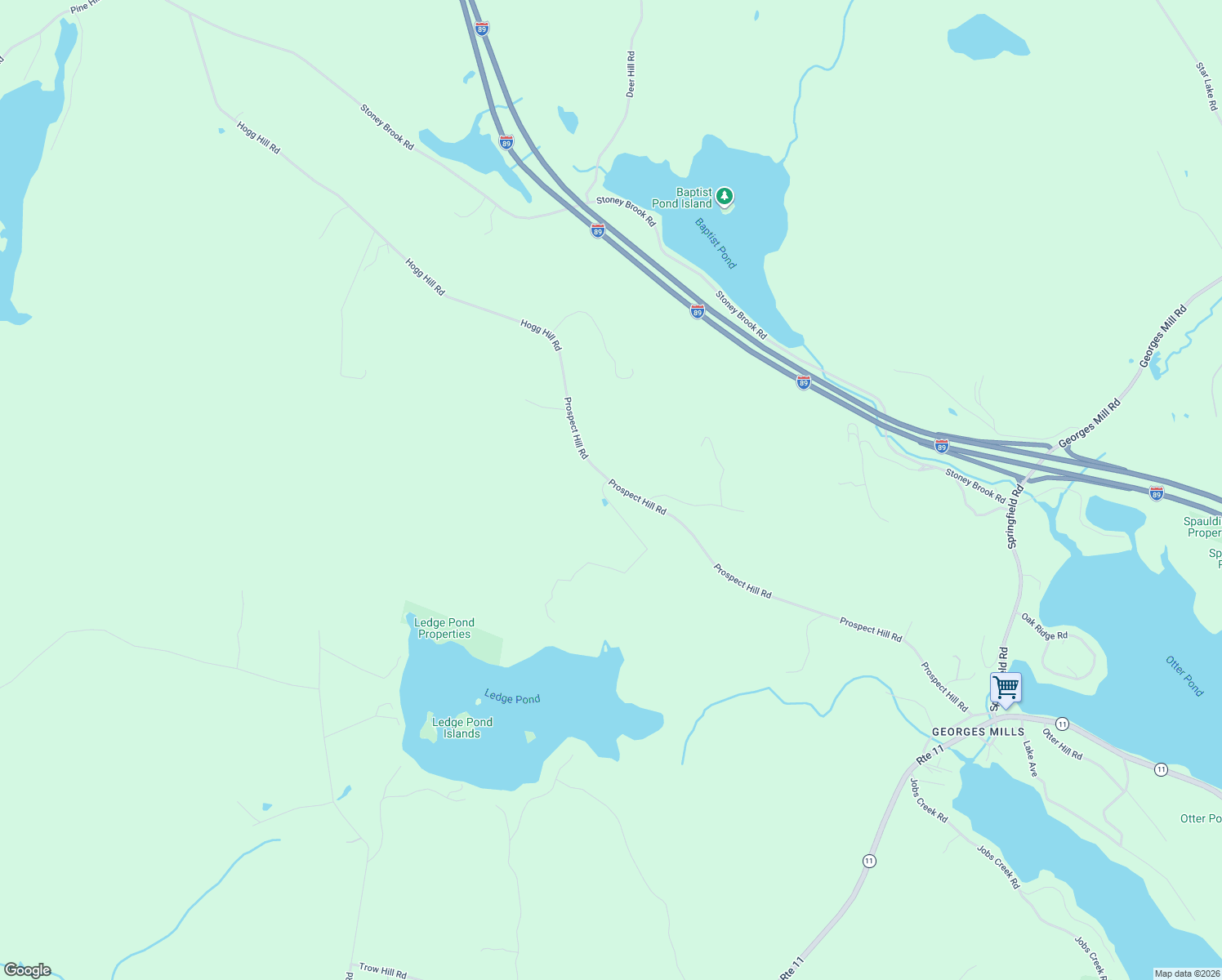 map of restaurants, bars, coffee shops, grocery stores, and more near 242 Prospect Hill Road in Sunapee