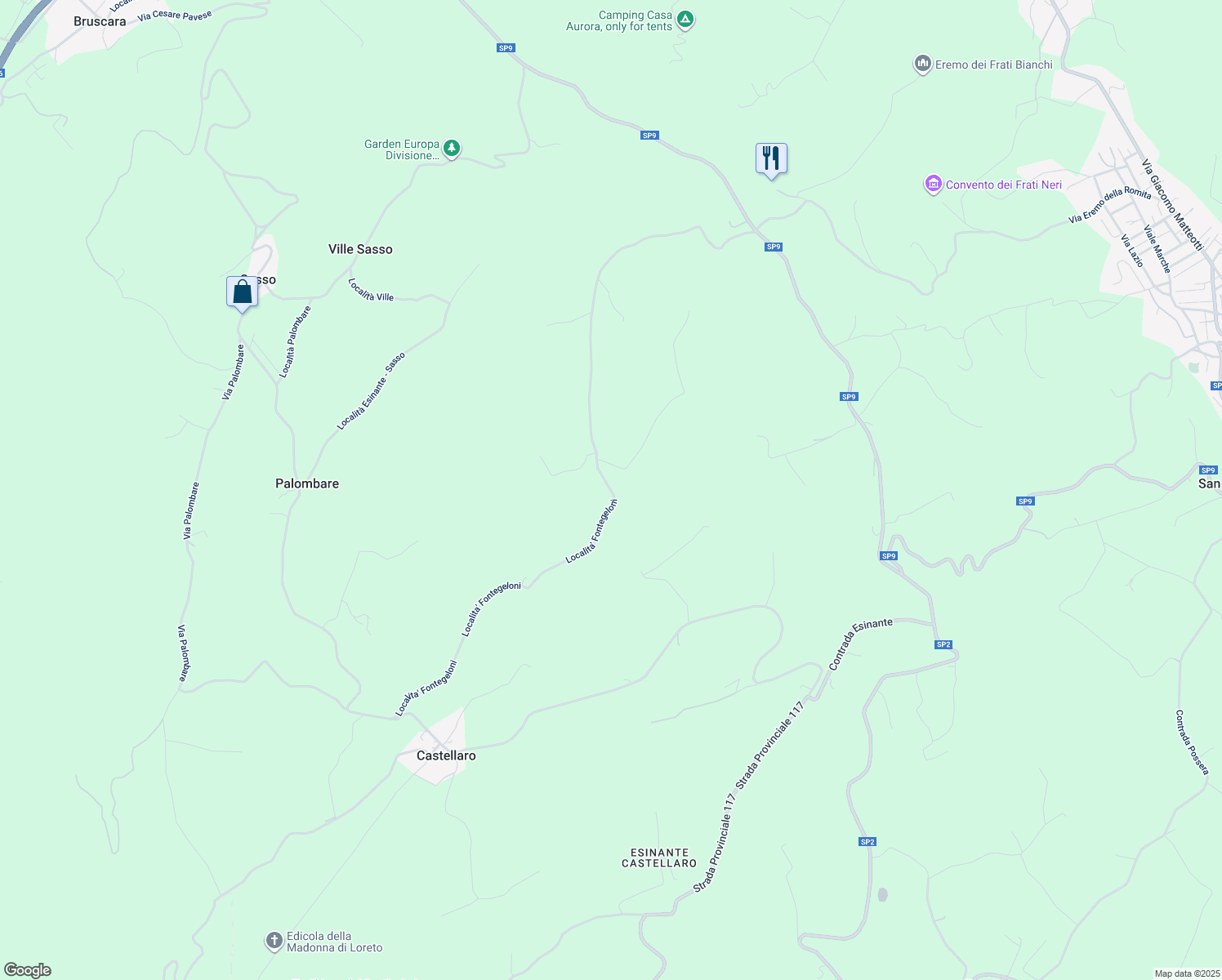 map of restaurants, bars, coffee shops, grocery stores, and more near 10 Localita' Fontegeloni in Provincia di Ancona