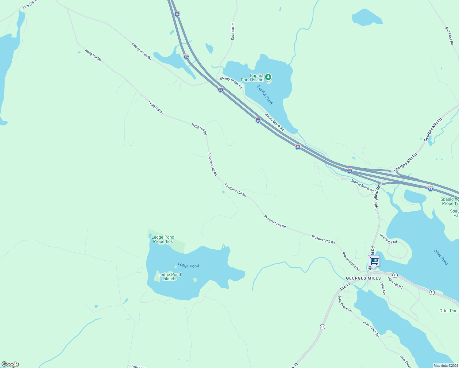 map of restaurants, bars, coffee shops, grocery stores, and more near 242 Prospect Hill Road in Sunapee