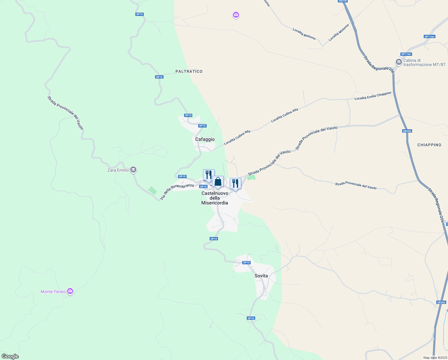 map of restaurants, bars, coffee shops, grocery stores, and more near 7 Via del Sorbetto in Castelnuovo della Misericordia